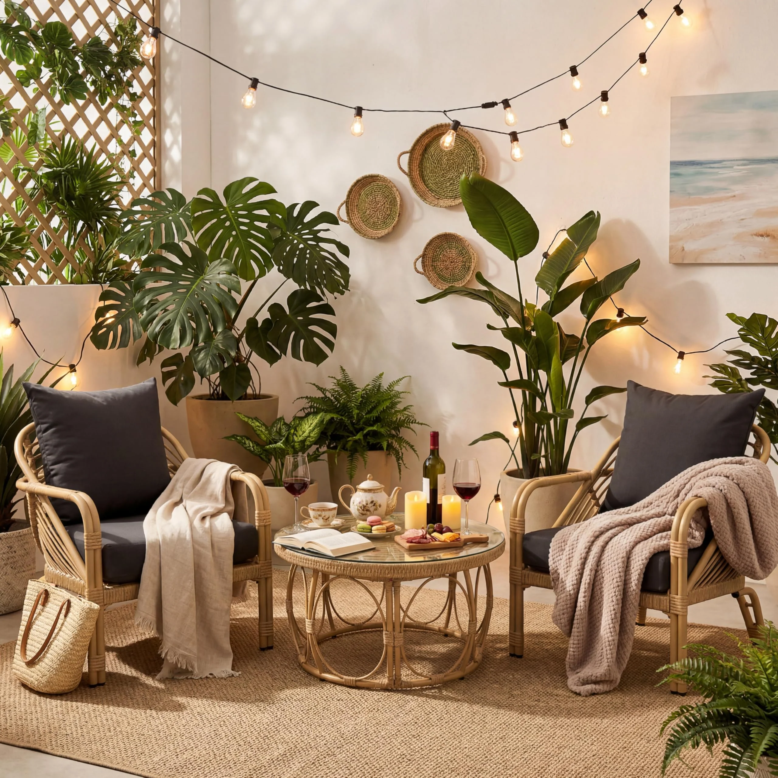 Patio Rope Chairs Set with Storage Table 3 PCS - 25012SE - Image 25