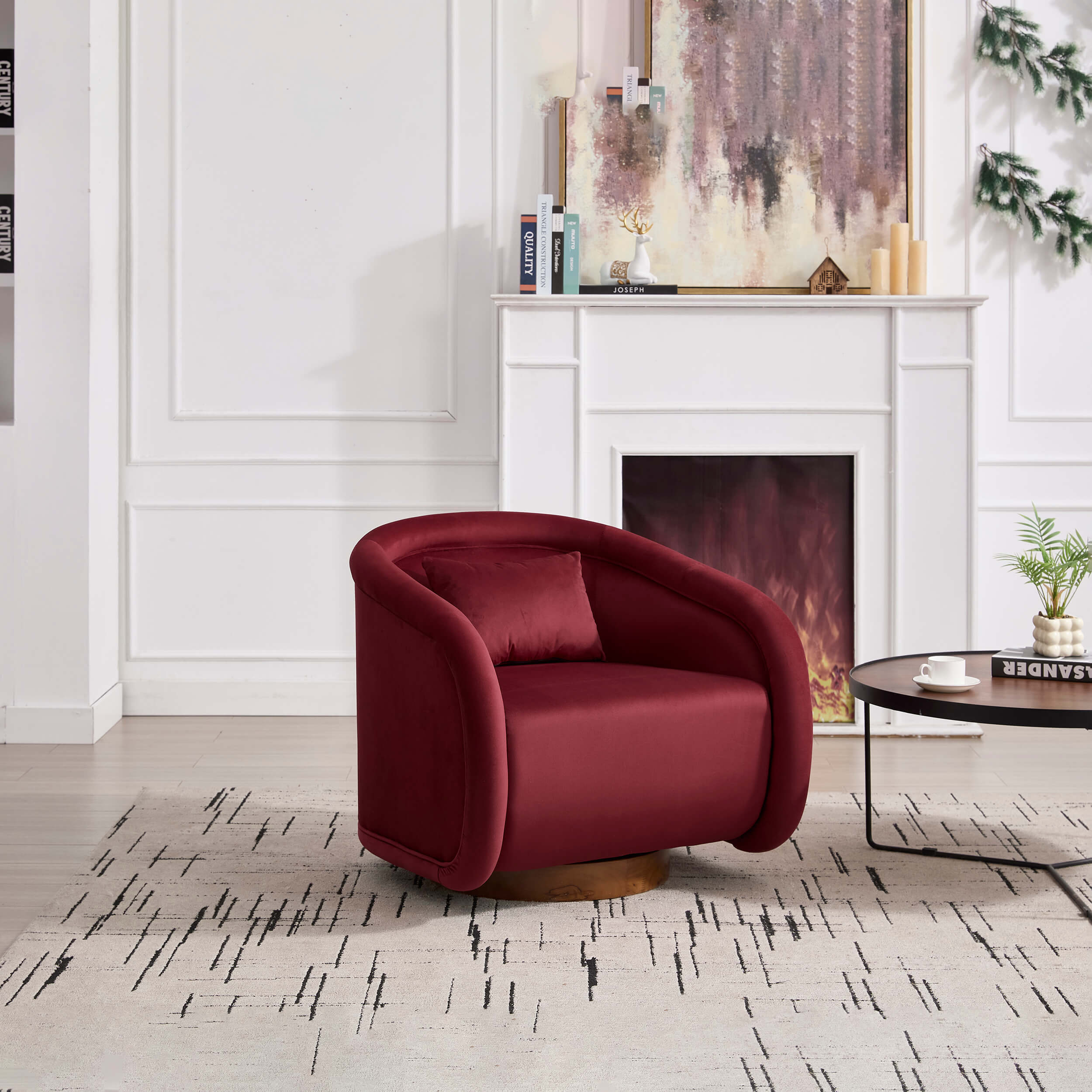 Velvet Pumpkin 360° Swivel Barrel Accent Chair - Image 10