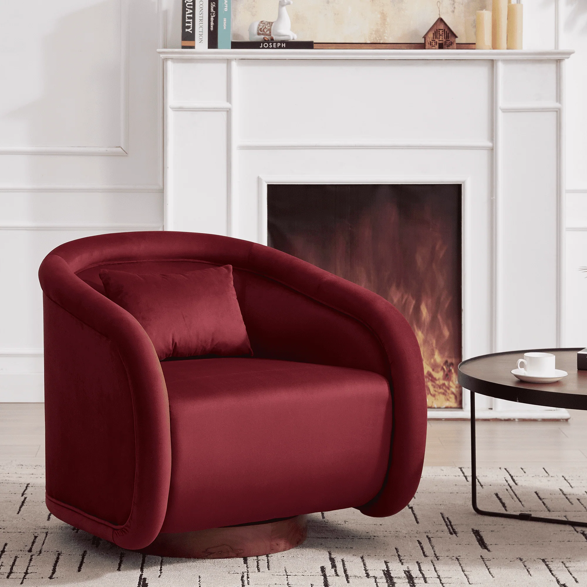 Velvet Pumpkin 360° Swivel Barrel Accent Chair - Image 11