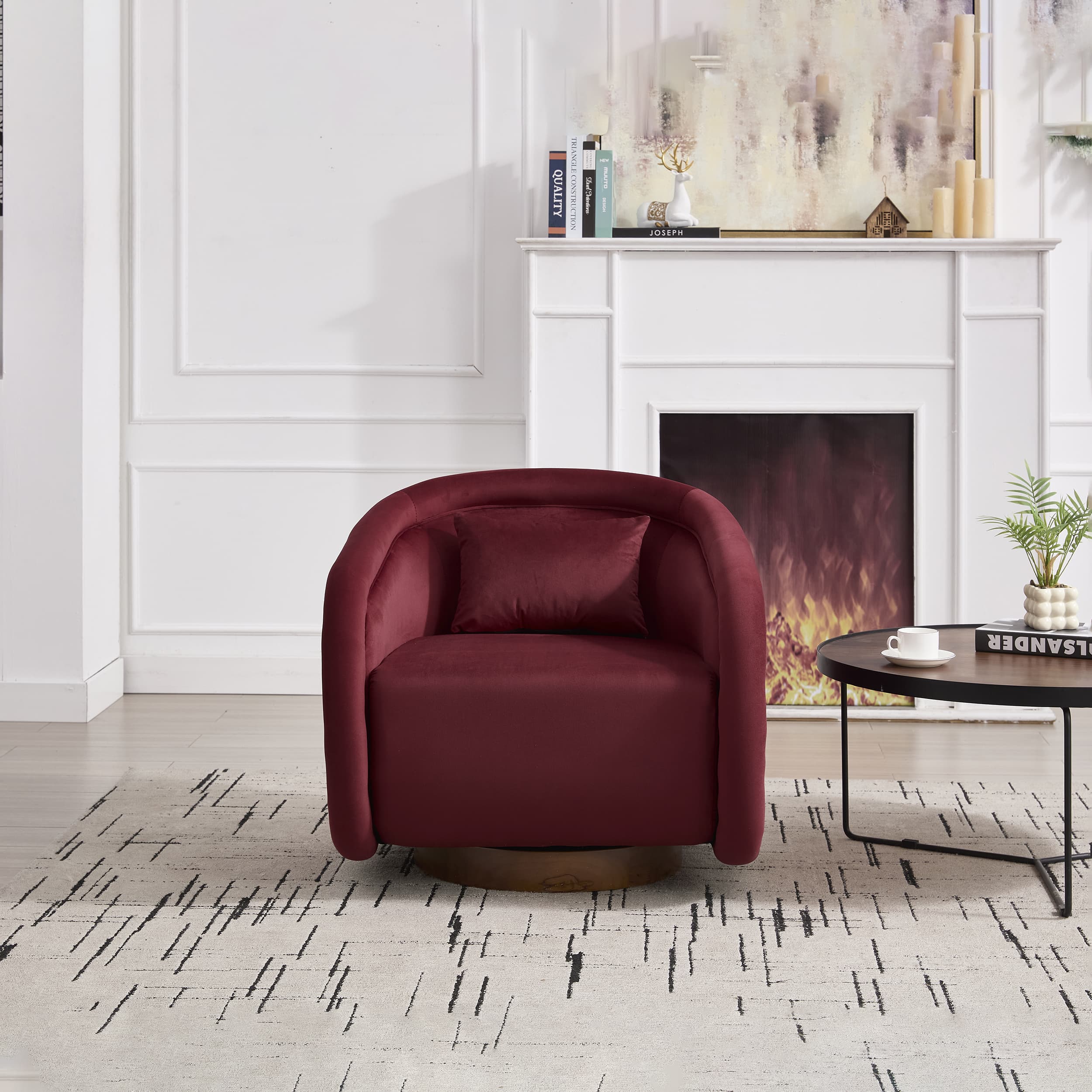 Velvet Pumpkin 360° Swivel Barrel Accent Chair - Image 13