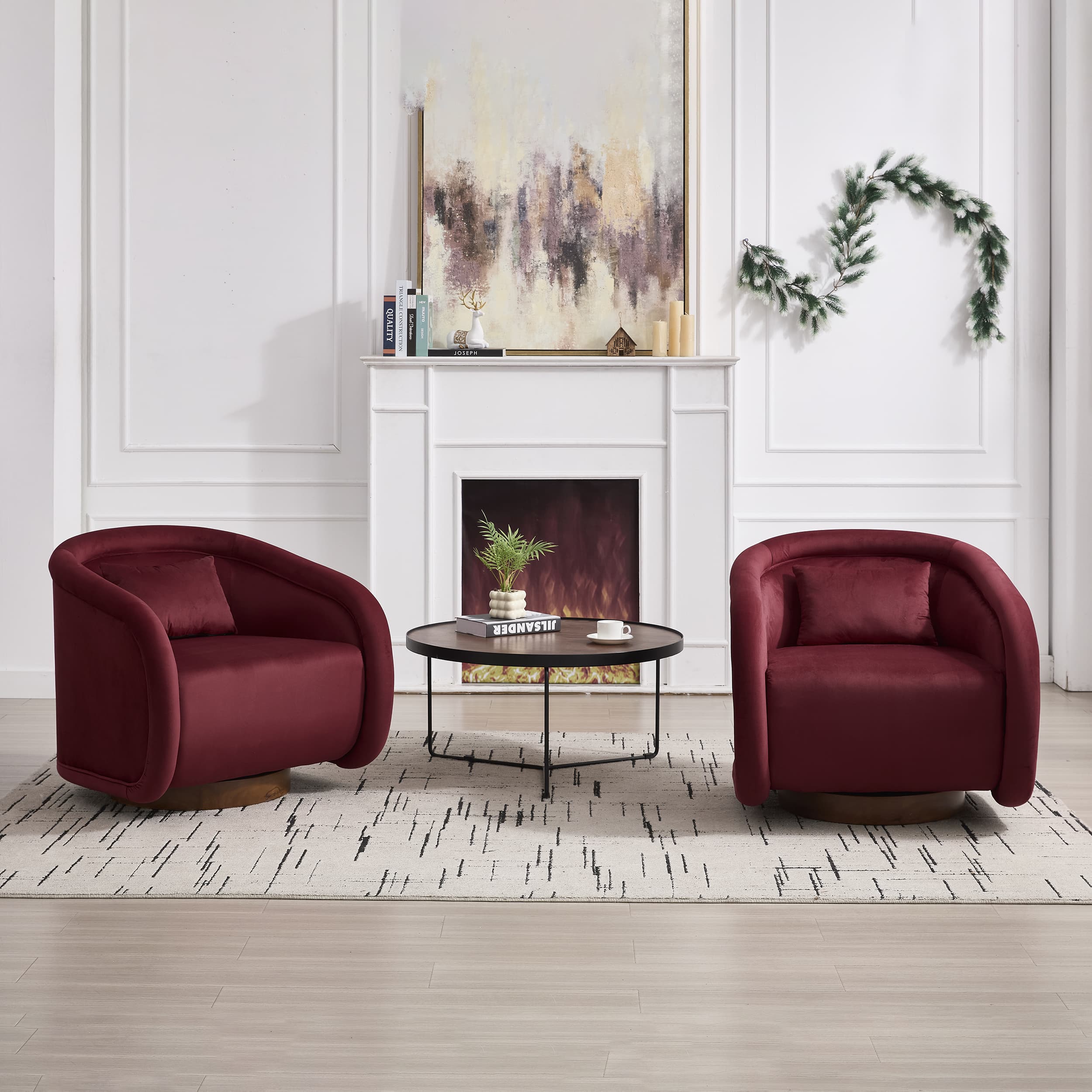 Velvet Pumpkin 360° Swivel Barrel Accent Chair - Image 14