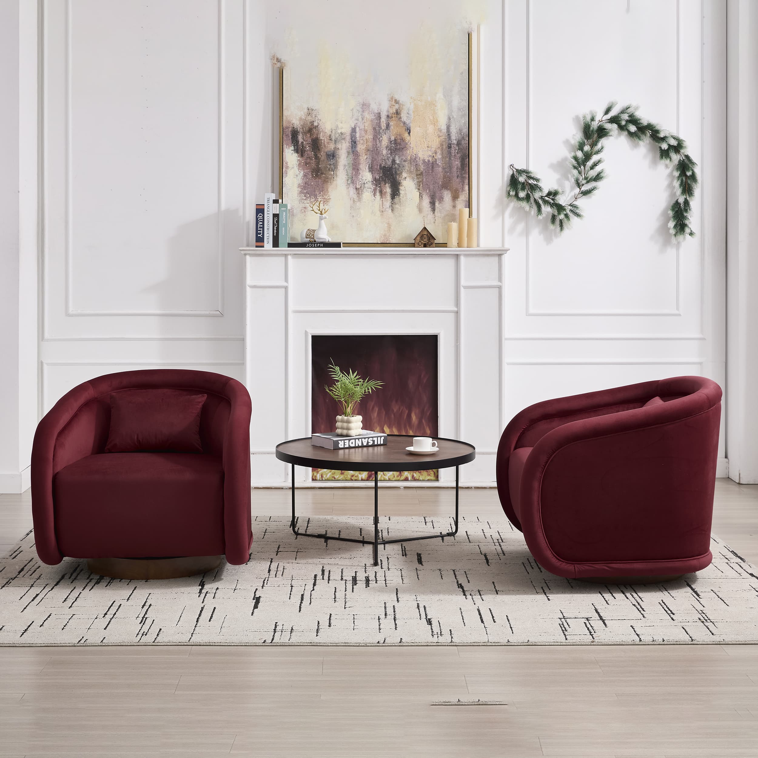 Velvet Pumpkin 360° Swivel Barrel Accent Chair - Image 15