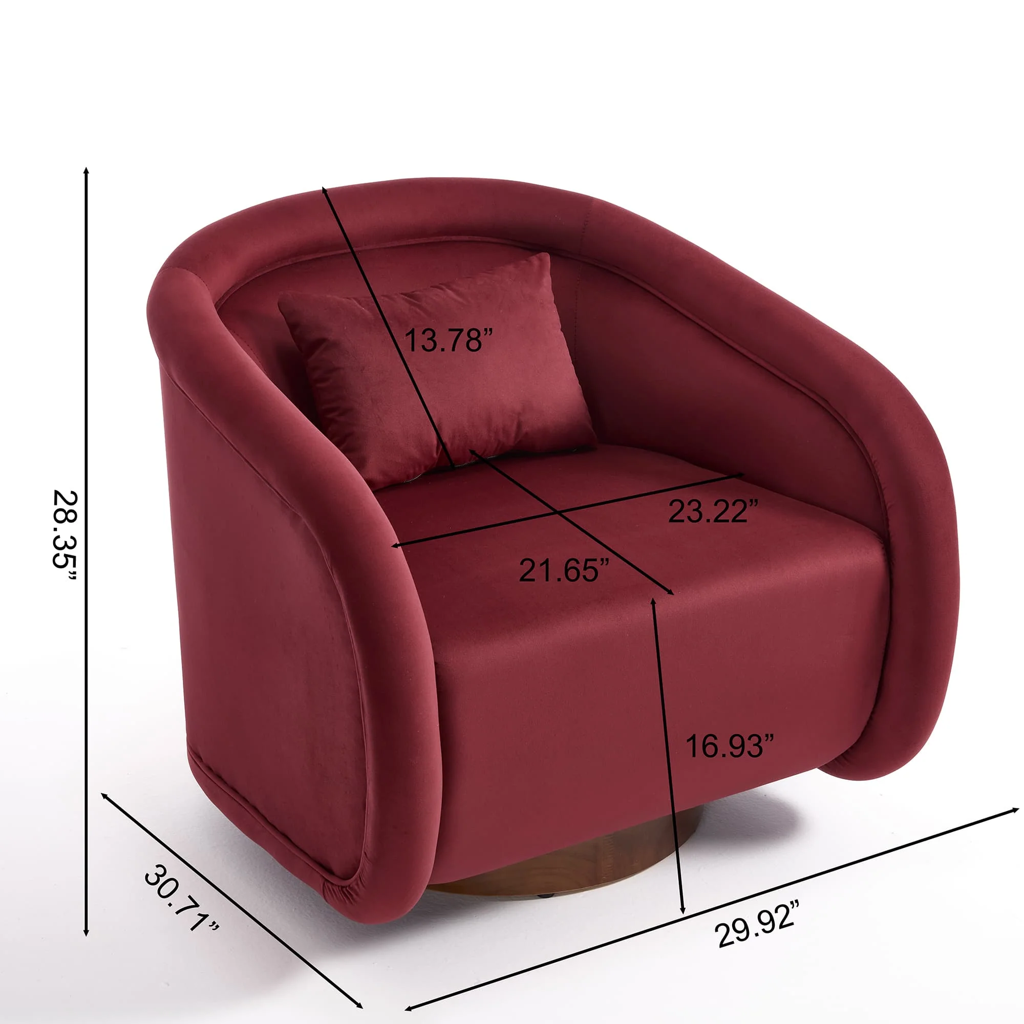 Velvet Pumpkin 360° Swivel Barrel Accent Chair - Image 17