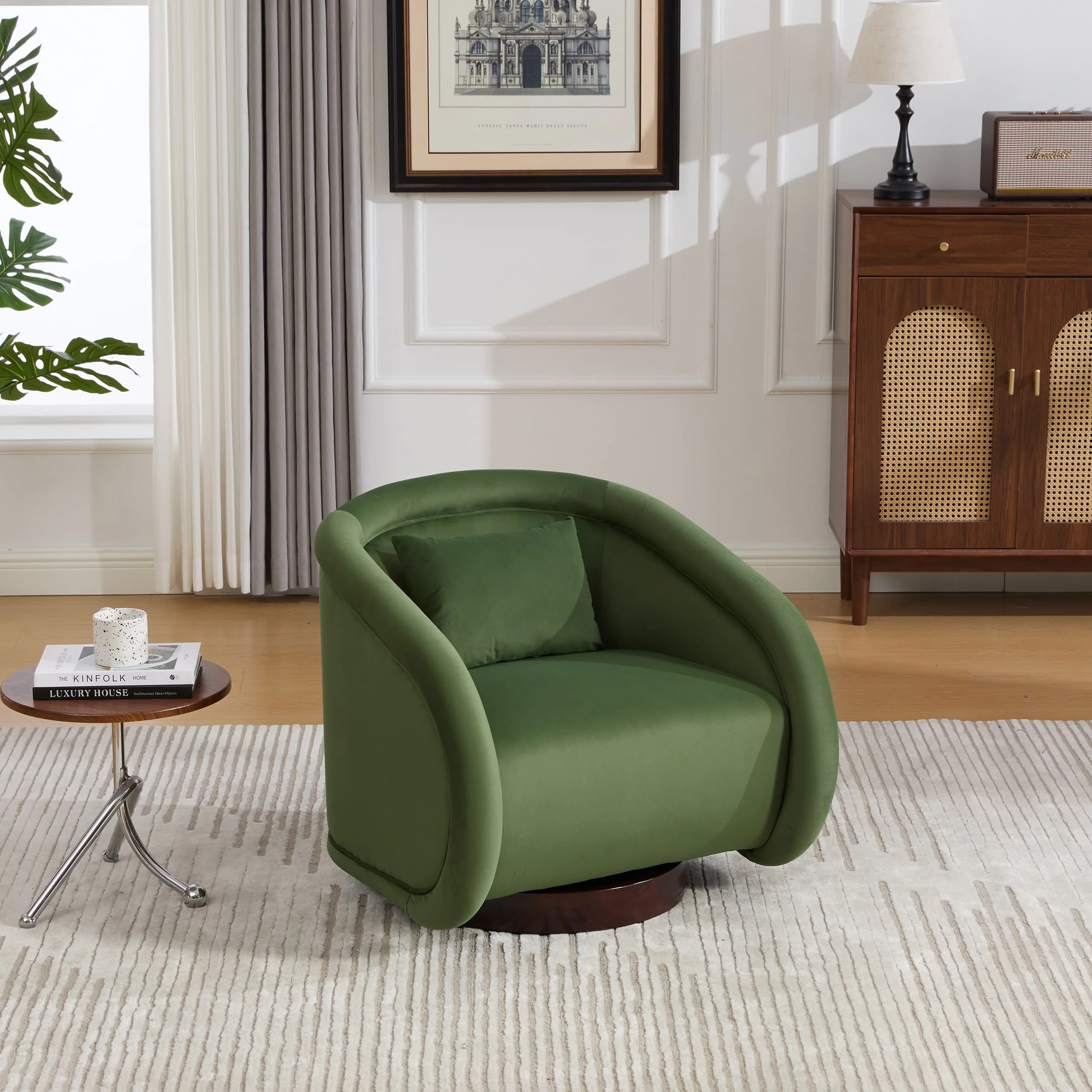 Velvet Pumpkin 360° Swivel Barrel Accent Chair - Image 18
