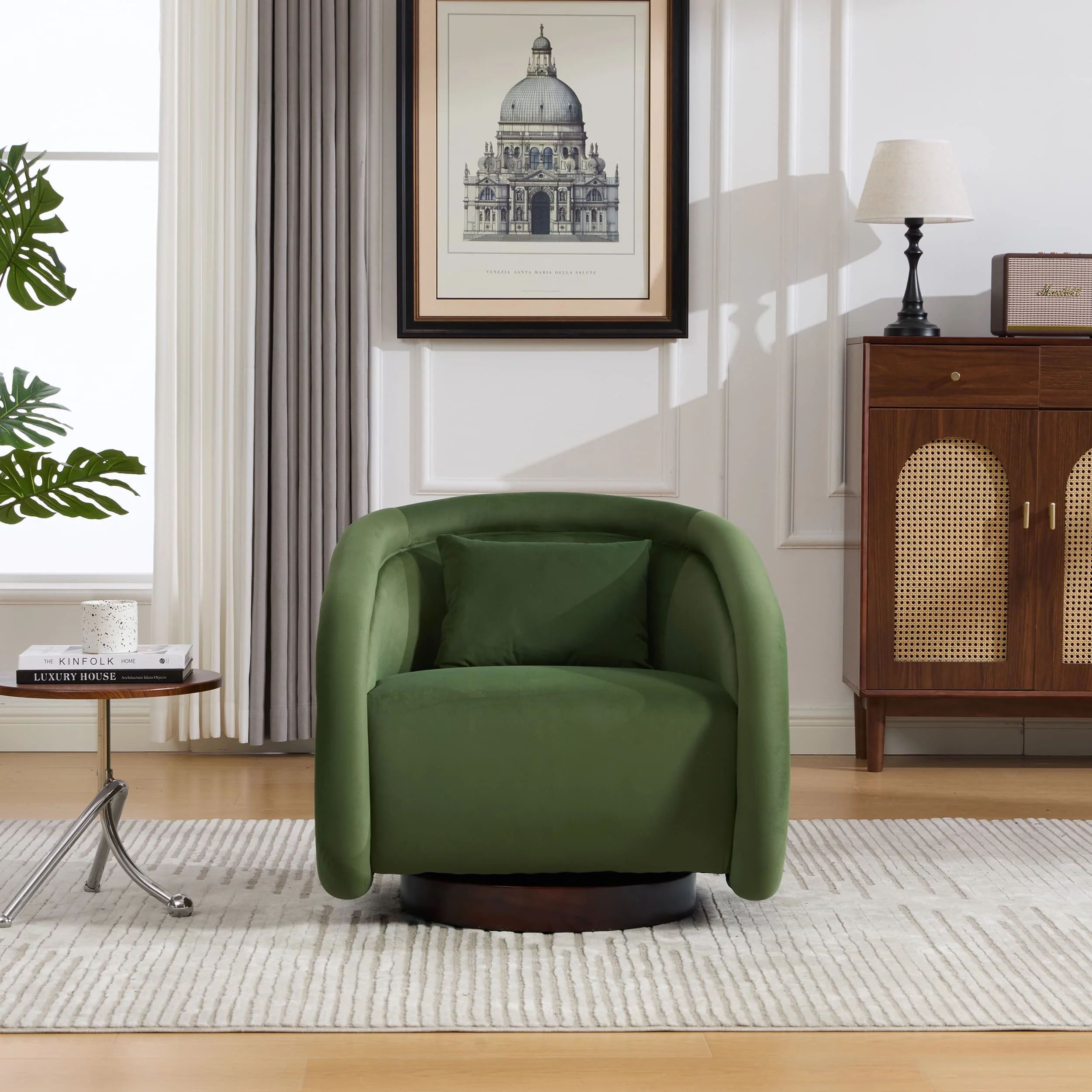 Velvet Pumpkin 360° Swivel Barrel Accent Chair - Image 19