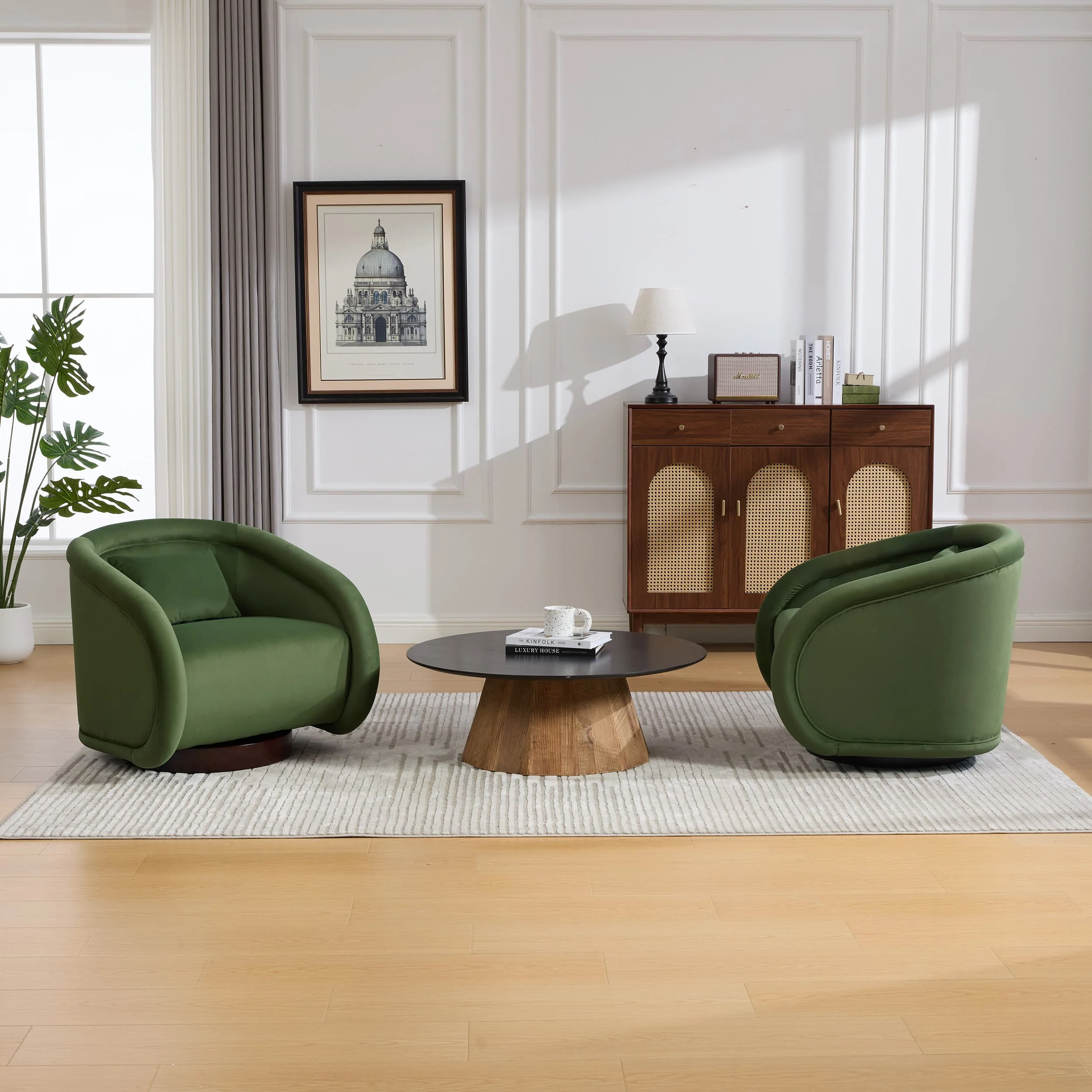 Velvet Pumpkin 360° Swivel Barrel Accent Chair - Image 21