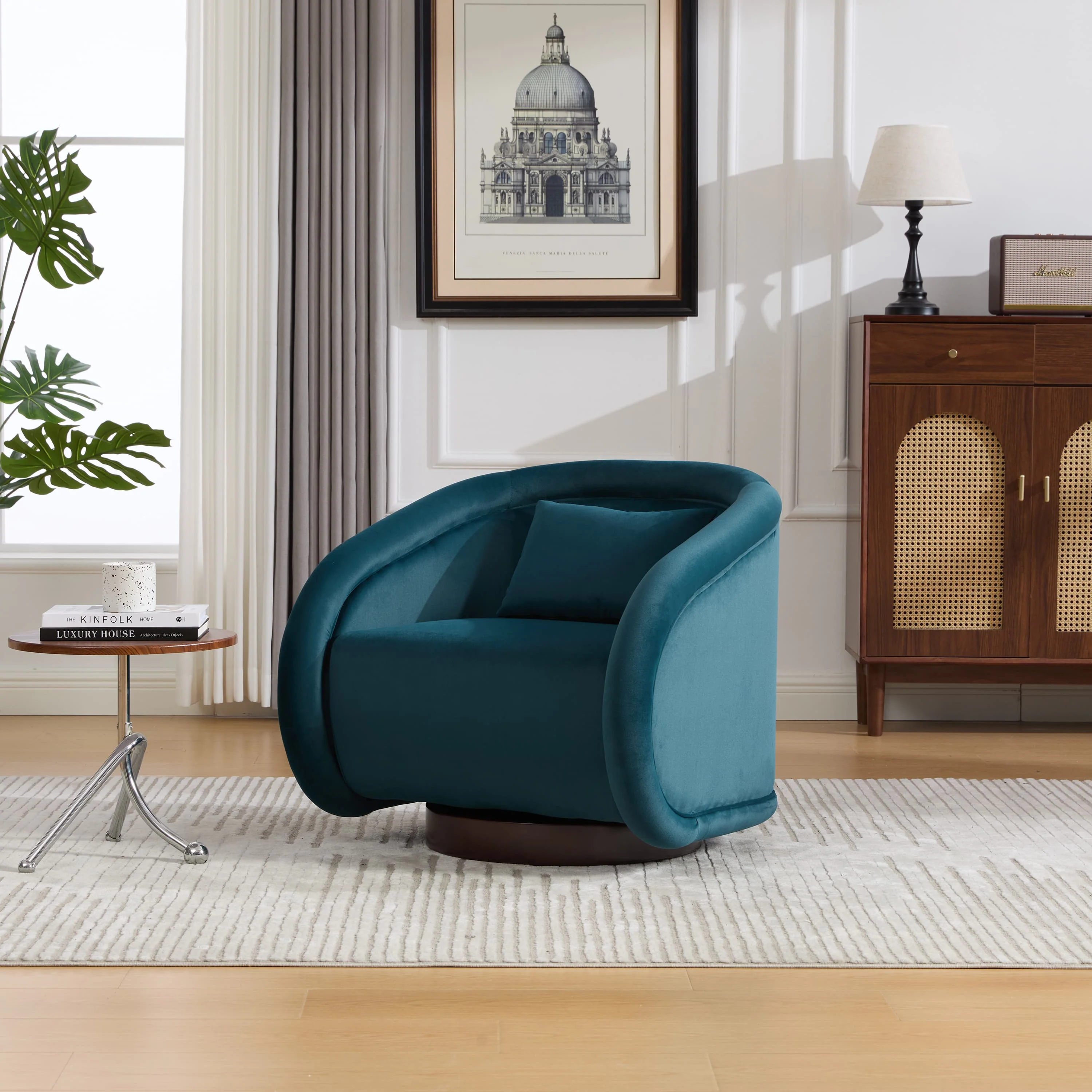 Velvet Pumpkin 360° Swivel Barrel Accent Chair - Image 29