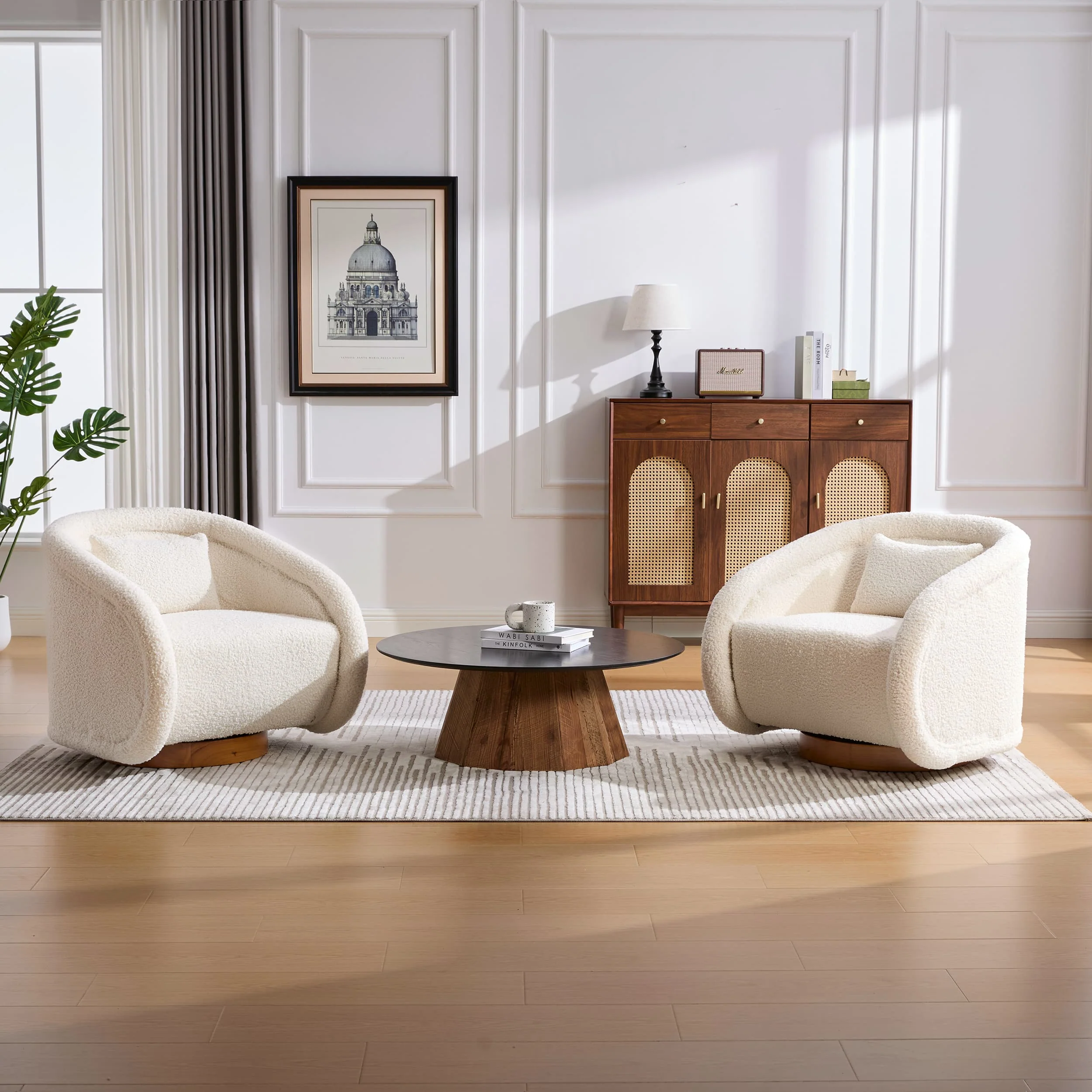 Velvet Pumpkin 360° Swivel Barrel Accent Chair - Image 3