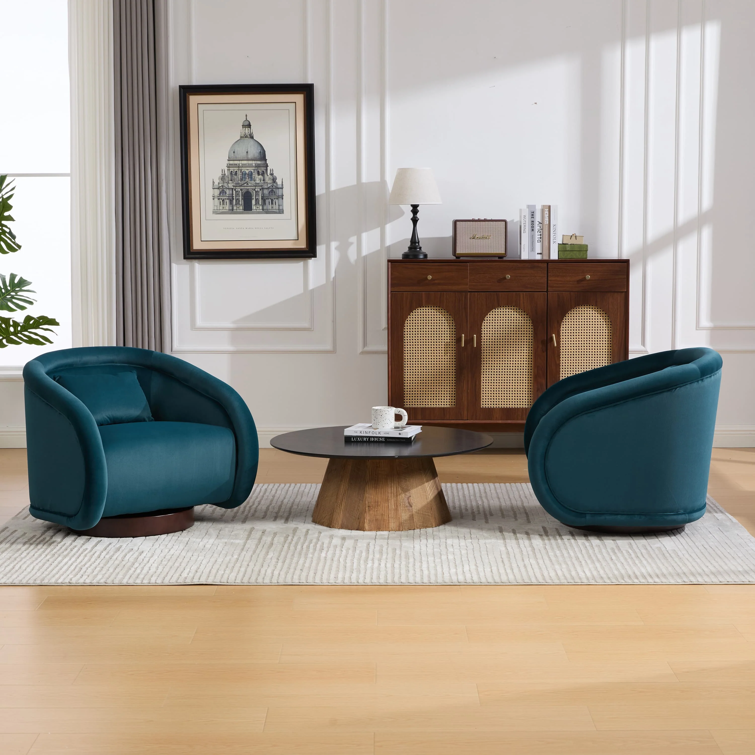 Velvet Pumpkin 360° Swivel Barrel Accent Chair - Image 30