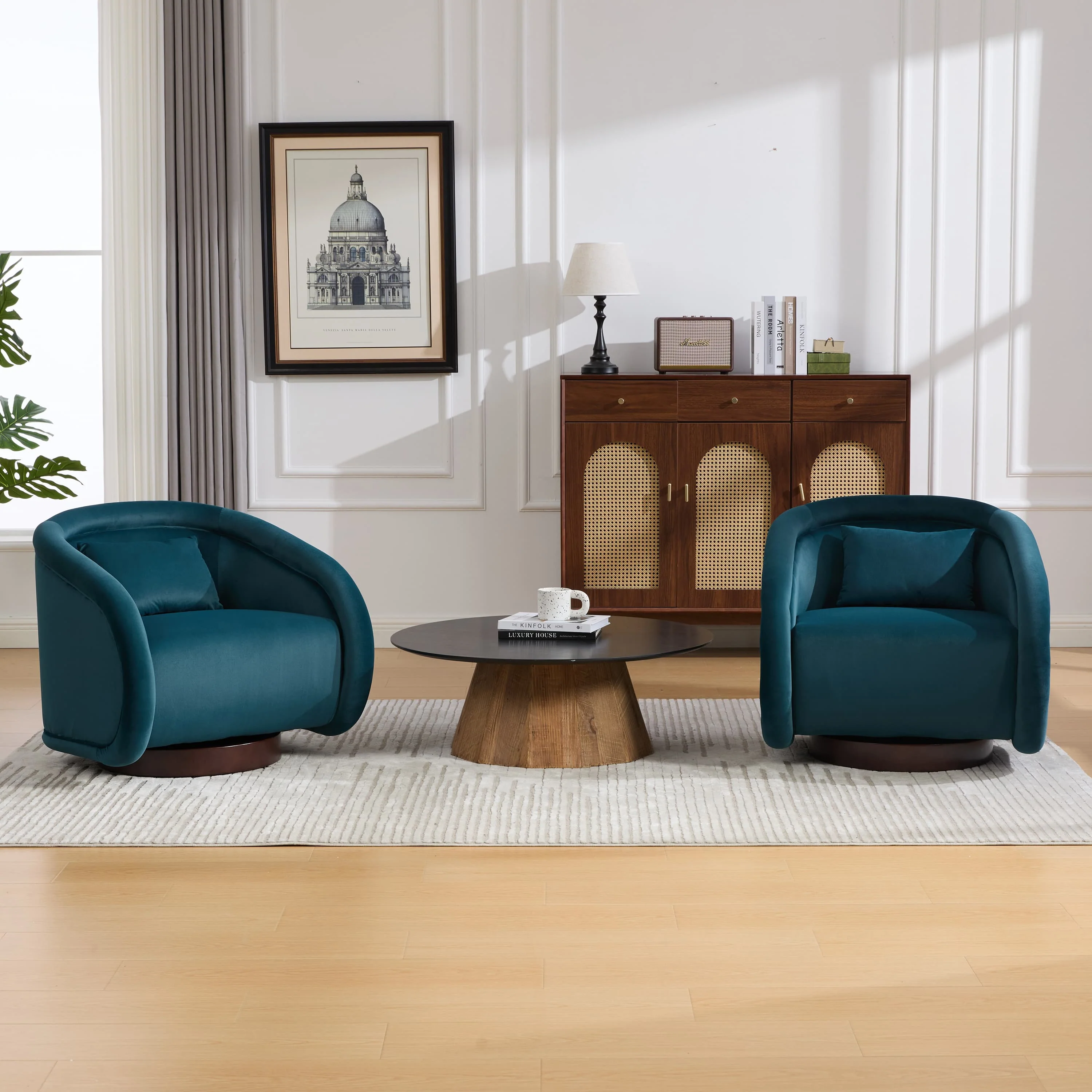Velvet Pumpkin 360° Swivel Barrel Accent Chair - Image 31
