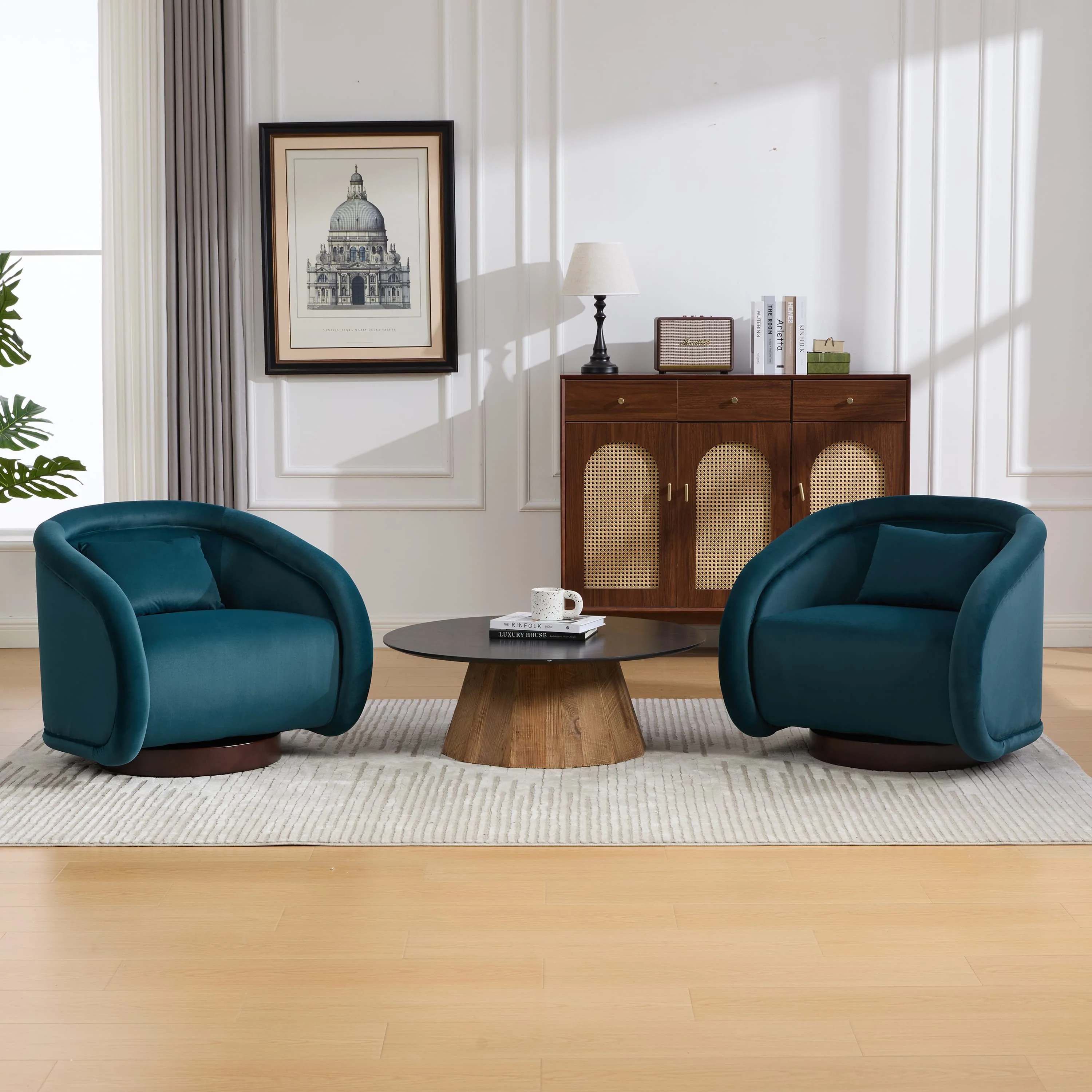 Velvet Pumpkin 360° Swivel Barrel Accent Chair - Image 32