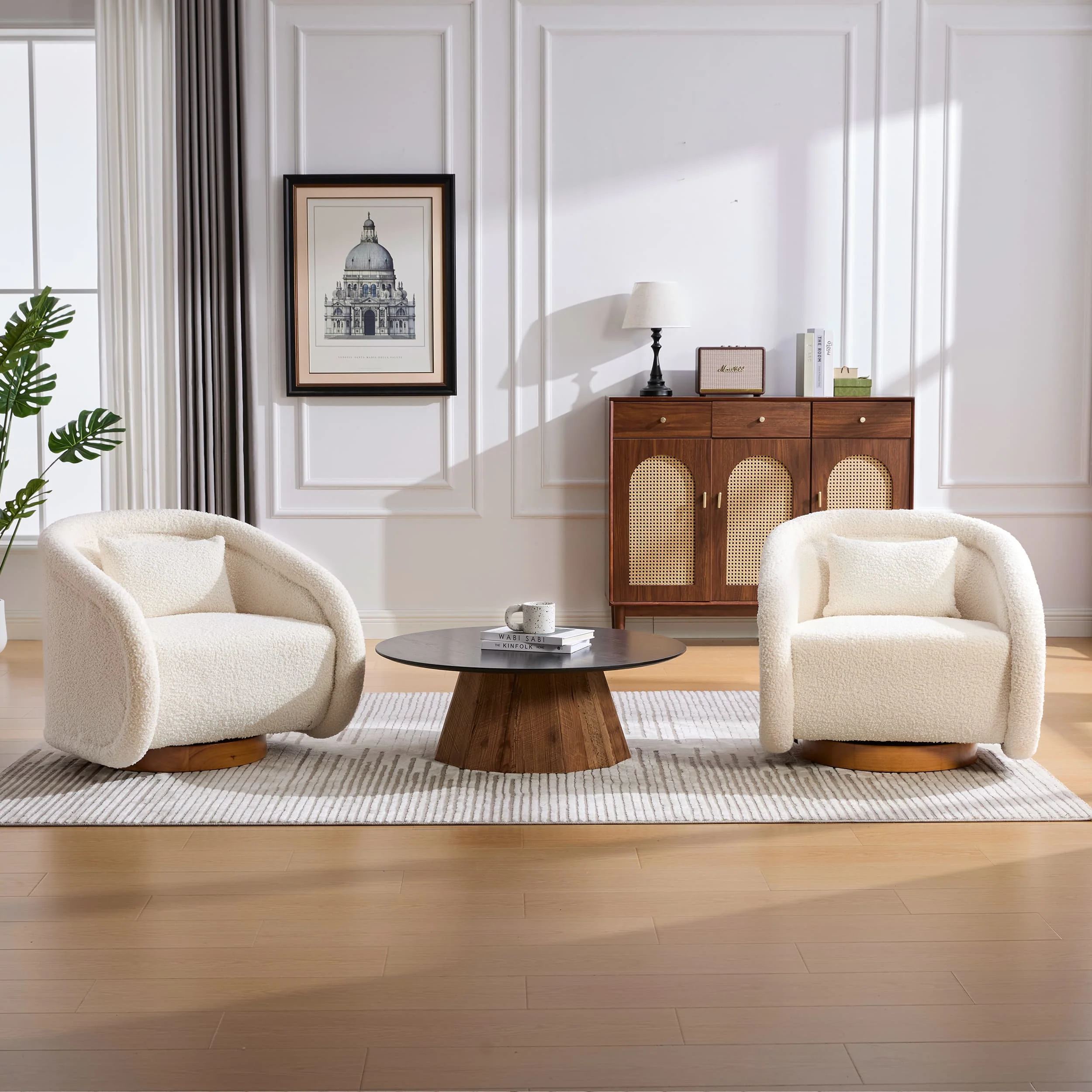 Velvet Pumpkin 360° Swivel Barrel Accent Chair - Image 4