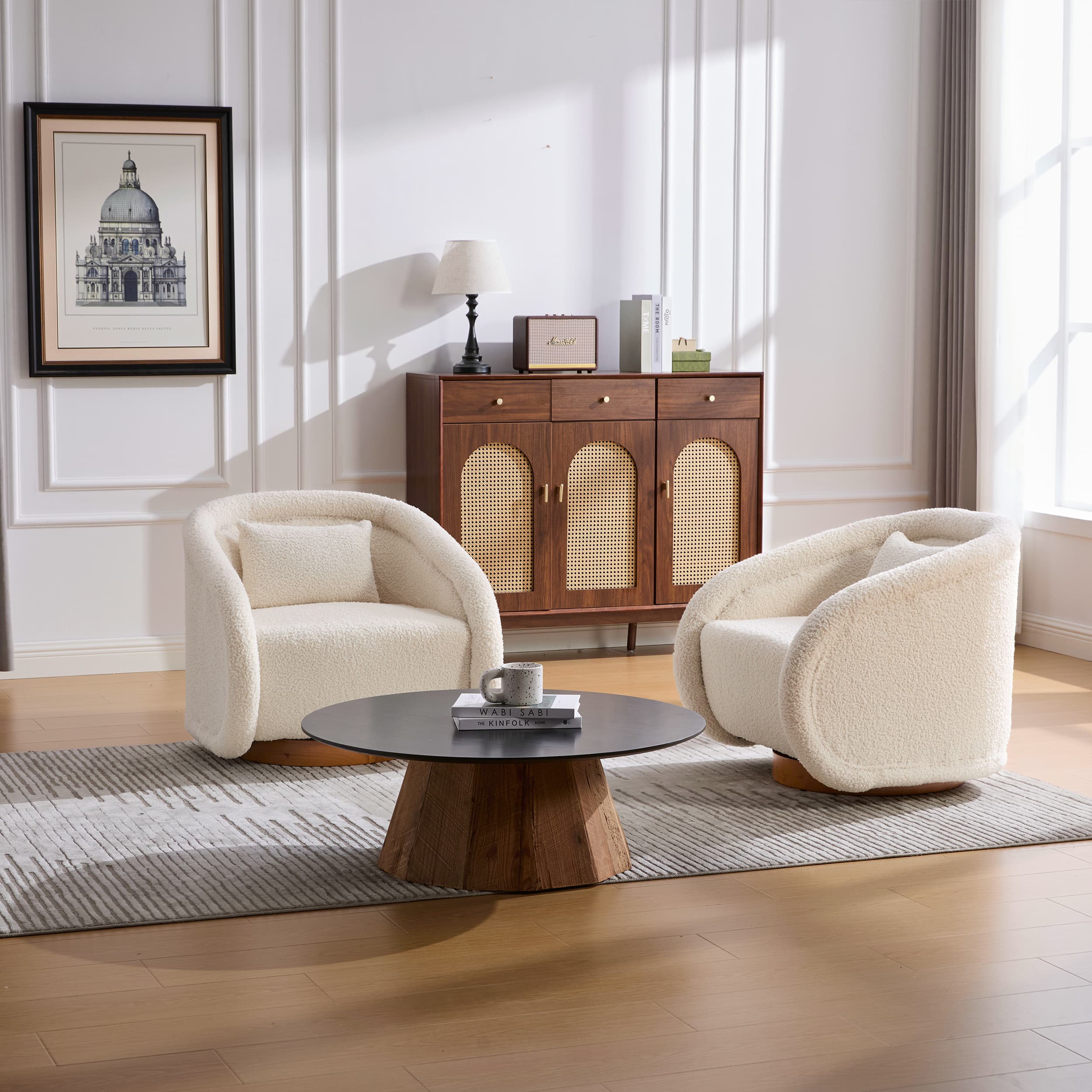 Velvet Pumpkin 360° Swivel Barrel Accent Chair - Image 5