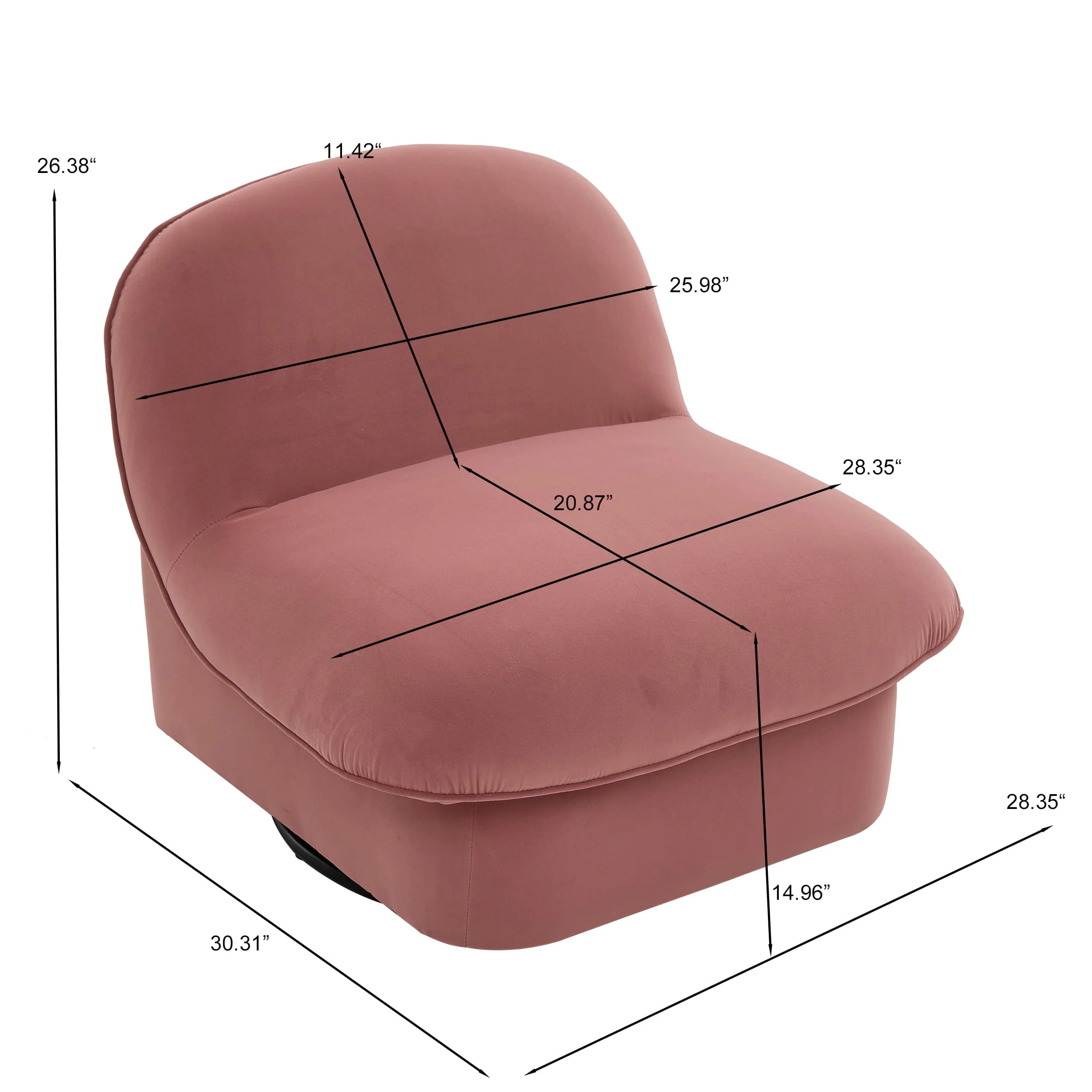 Velvet 360° Rotation Modern Swivel Barrel Accent Chair with Metal Base - Image 15