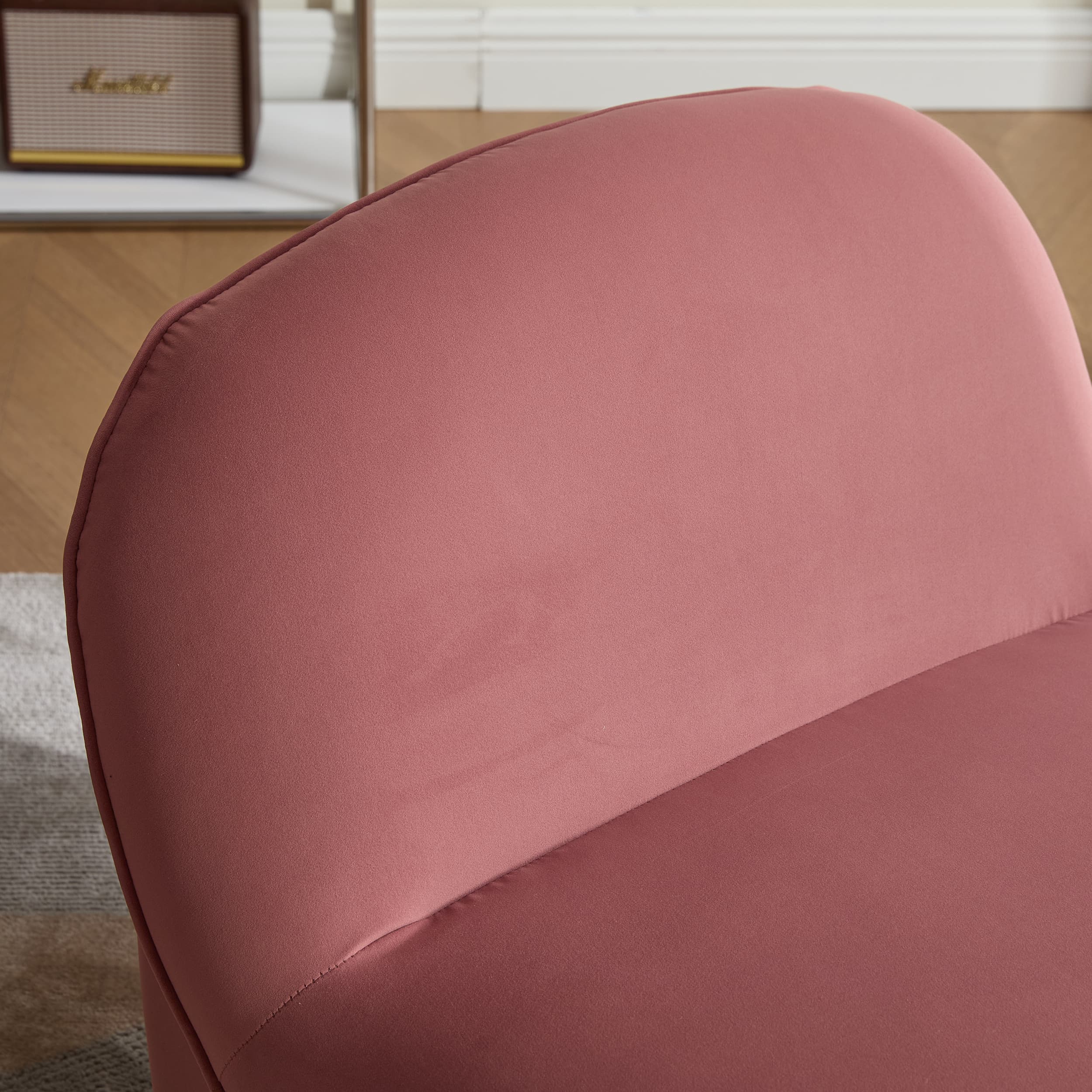 Velvet 360° Rotation Modern Swivel Barrel Accent Chair with Metal Base - Image 19