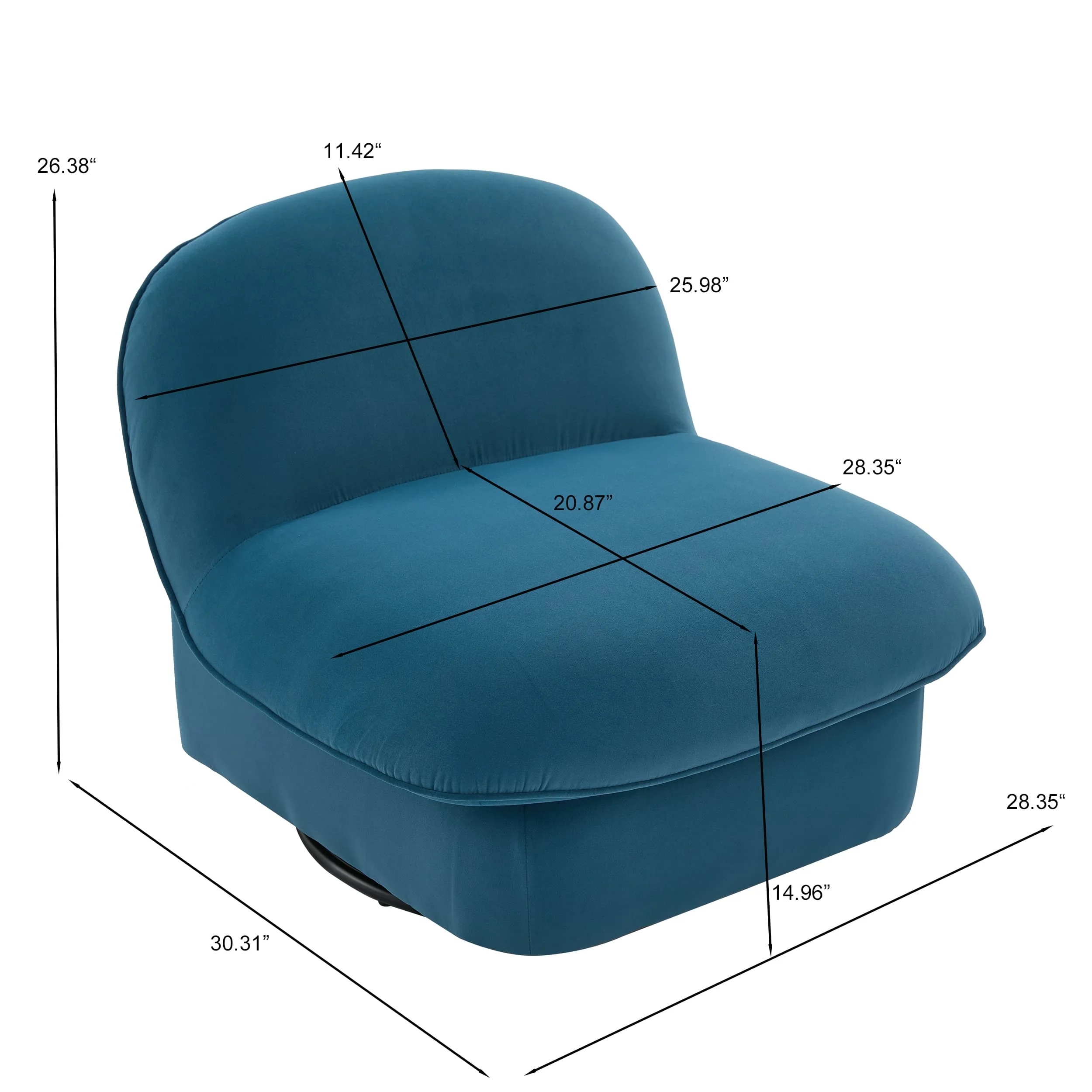 Velvet 360° Rotation Modern Swivel Barrel Accent Chair with Metal Base - Image 25