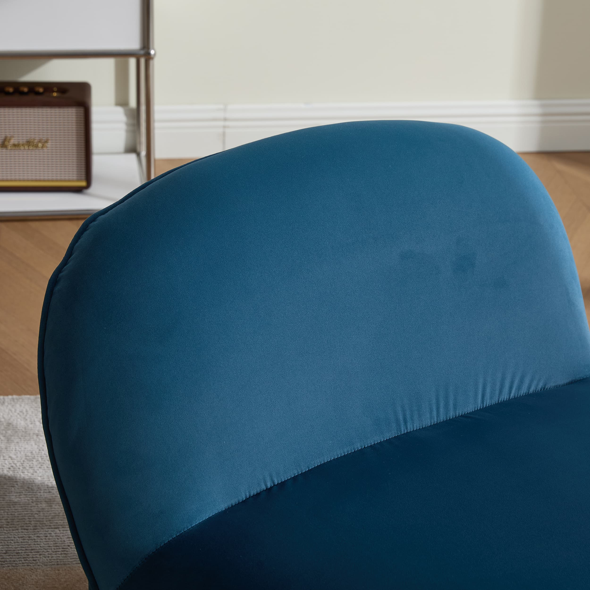 Velvet 360° Rotation Modern Swivel Barrel Accent Chair with Metal Base - Image 29