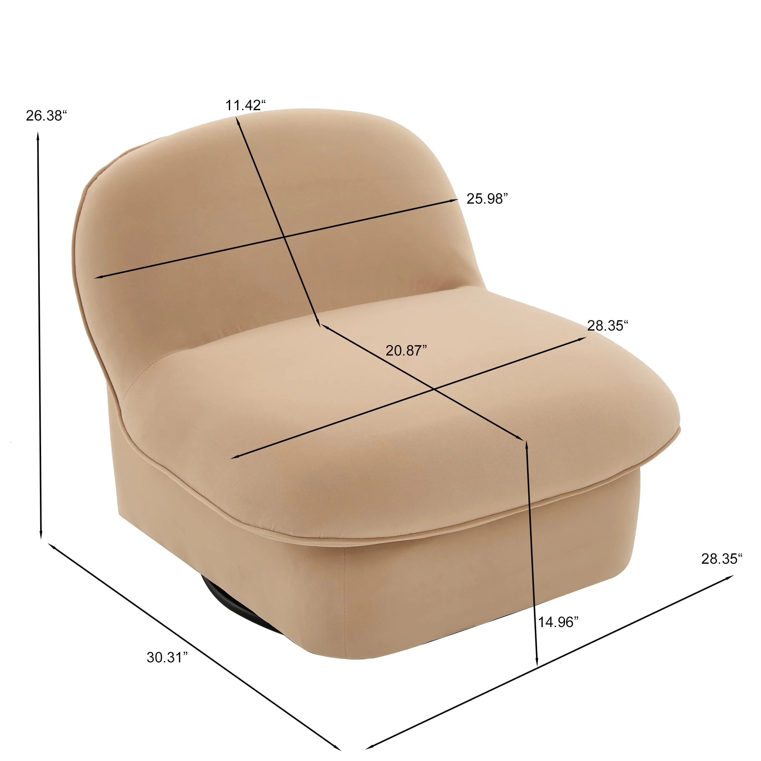 Velvet 360° Rotation Modern Swivel Barrel Accent Chair with Metal Base - Image 5