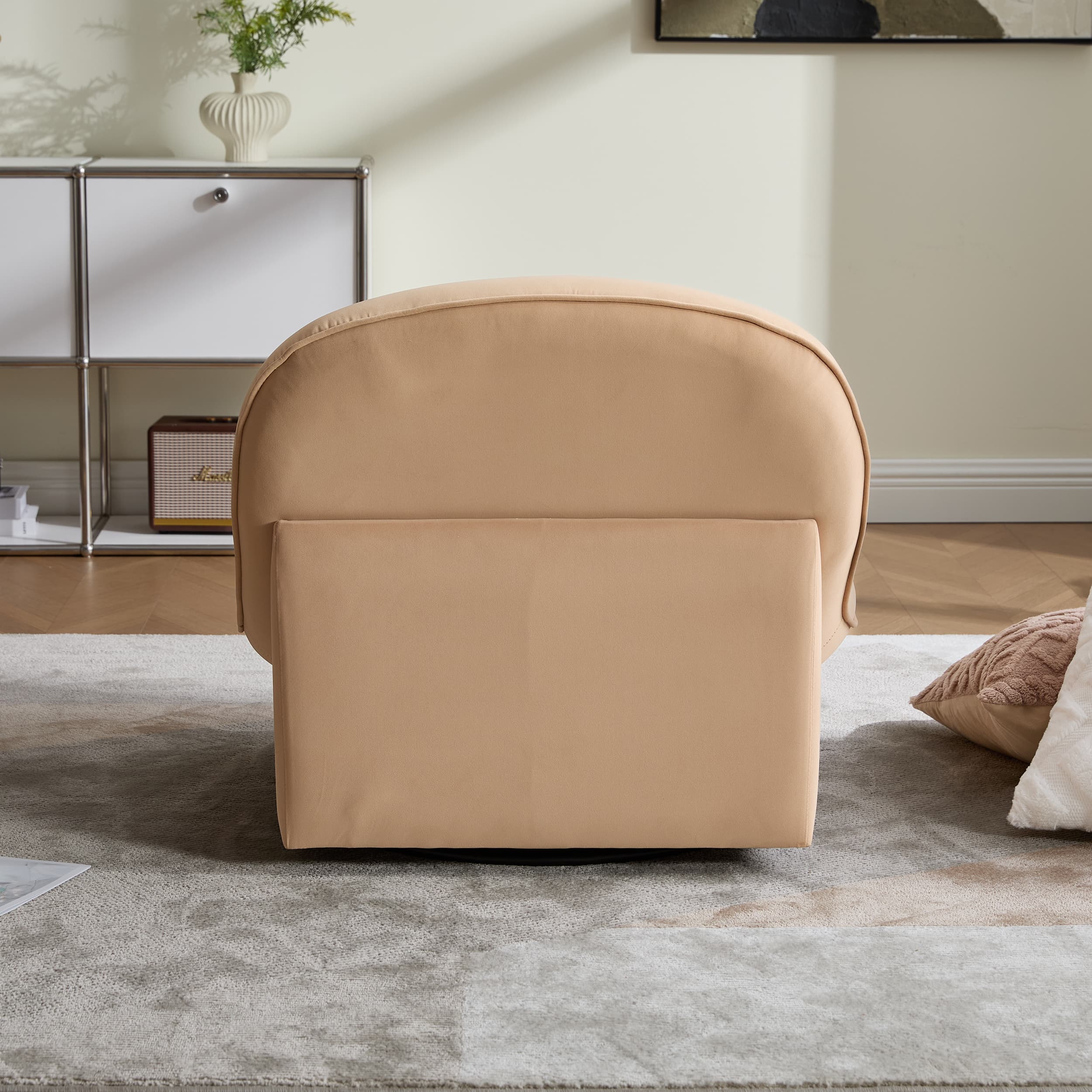 Velvet 360° Rotation Modern Swivel Barrel Accent Chair with Metal Base - Image 8