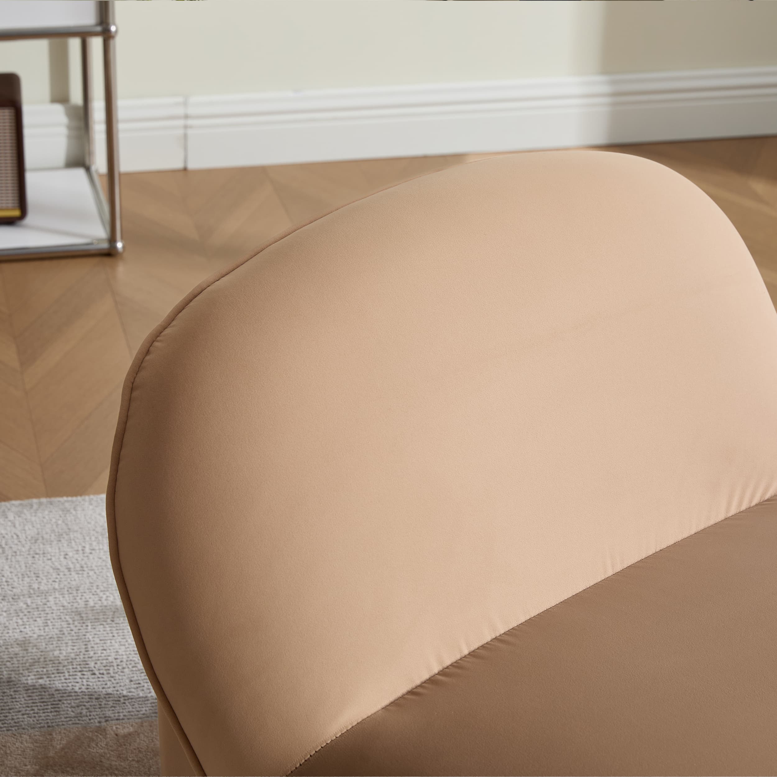 Velvet 360° Rotation Modern Swivel Barrel Accent Chair with Metal Base - Image 9