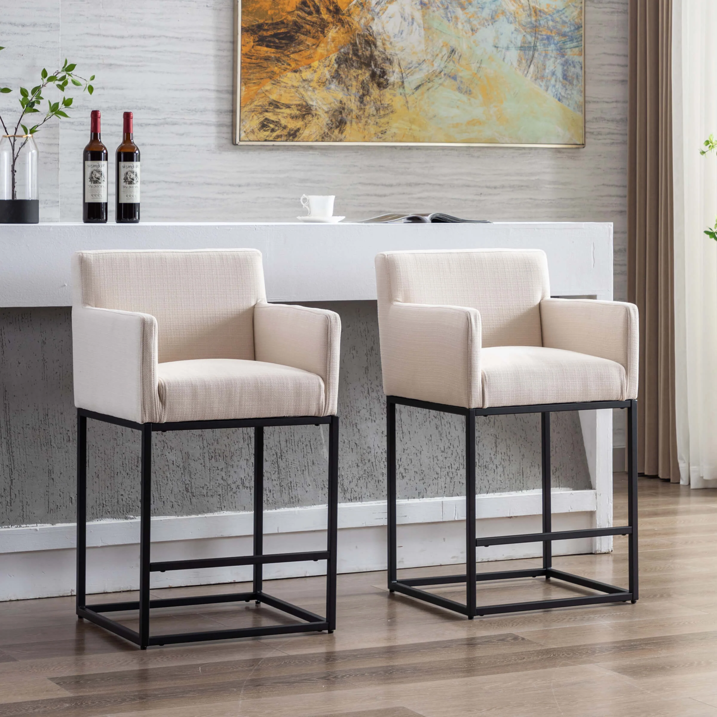 26"H Bar Stools with Backrest Set of 2 - 5692CS