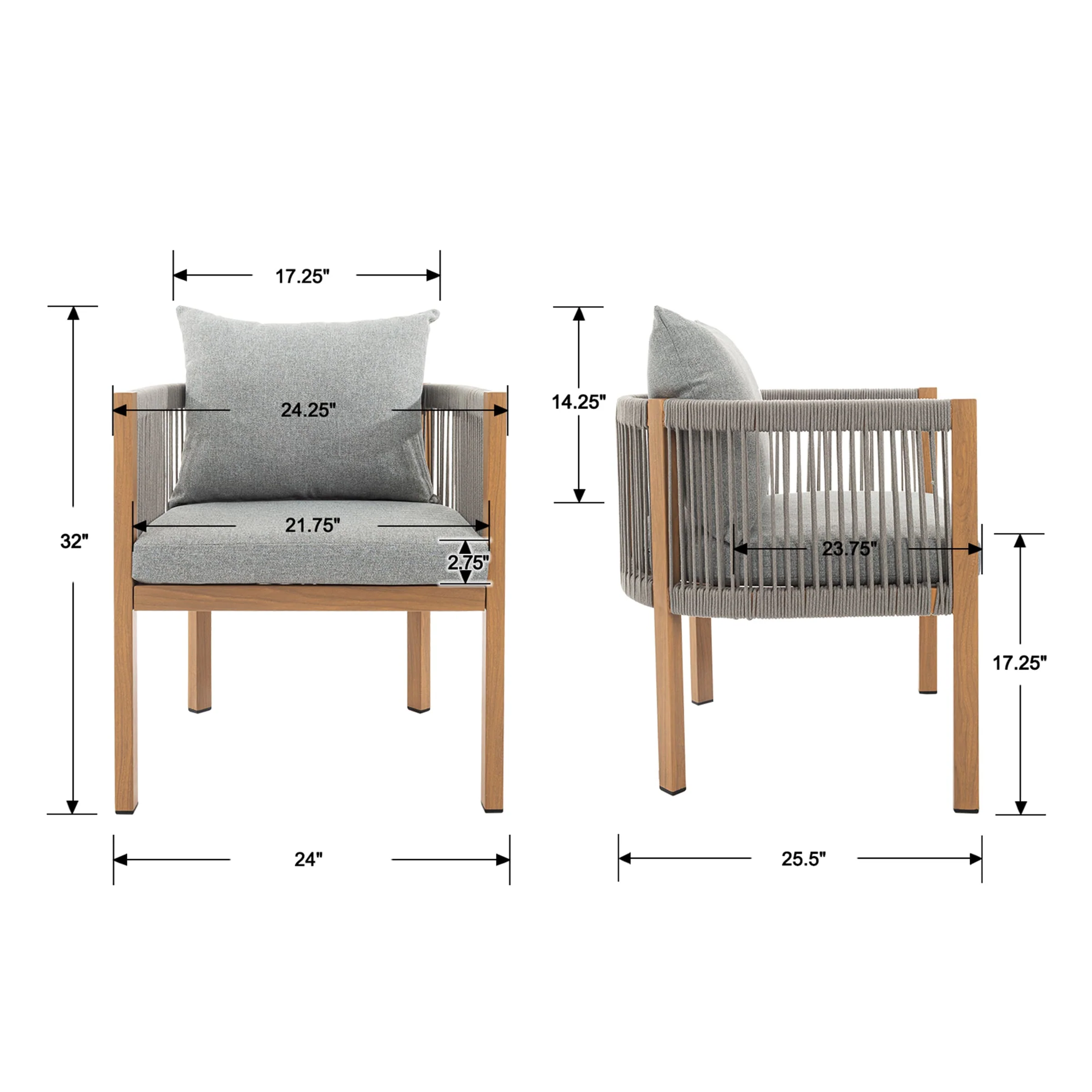 Outdoor Rope Patio Chairs Set of 2 - 25004DC - Image 16