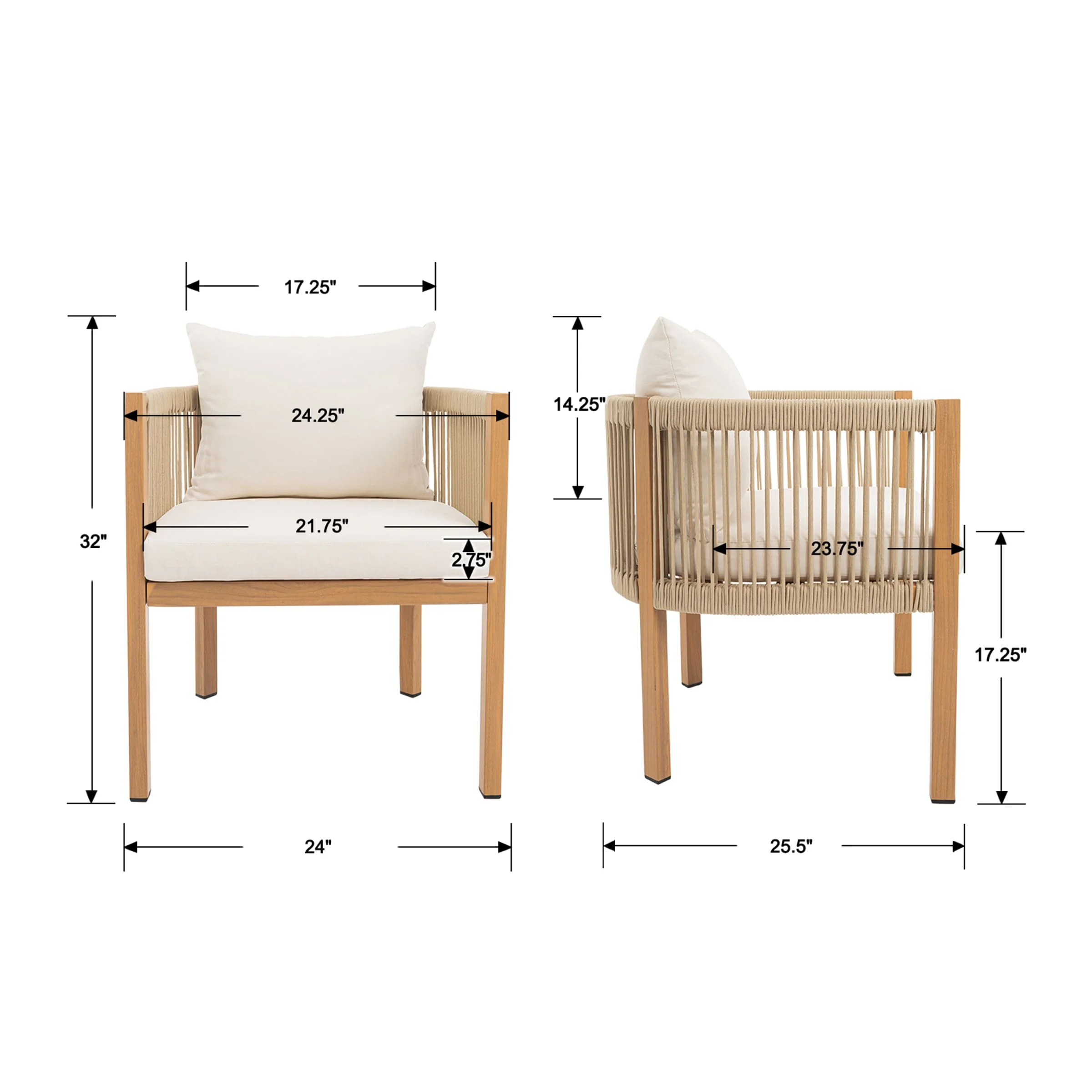 Outdoor Rope Patio Chairs Set of 2 - 25004DC - Image 8