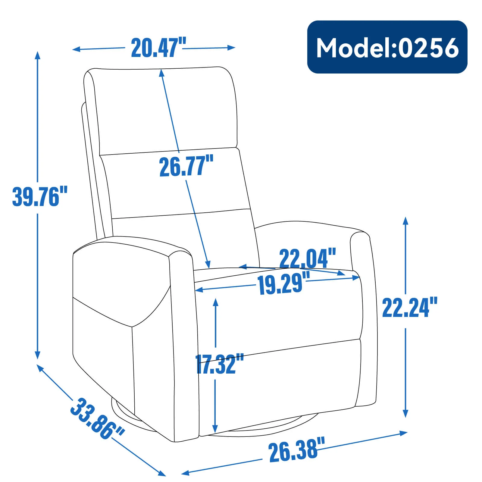 Modern Polyester Fabric Manual 360 Swivel Rocker Recliner Chair - Image 12