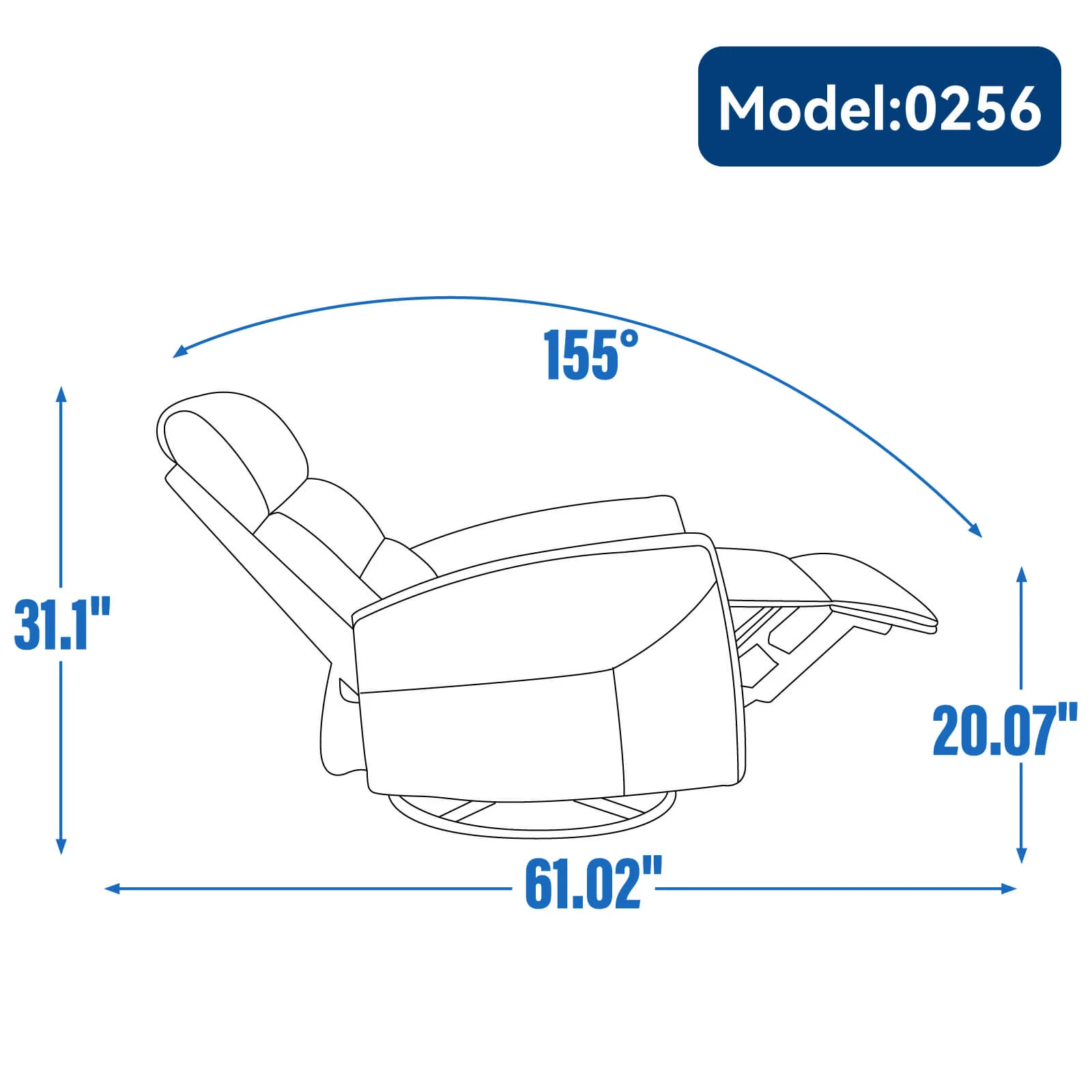 Modern Polyester Fabric Manual 360 Swivel Rocker Recliner Chair - Image 15