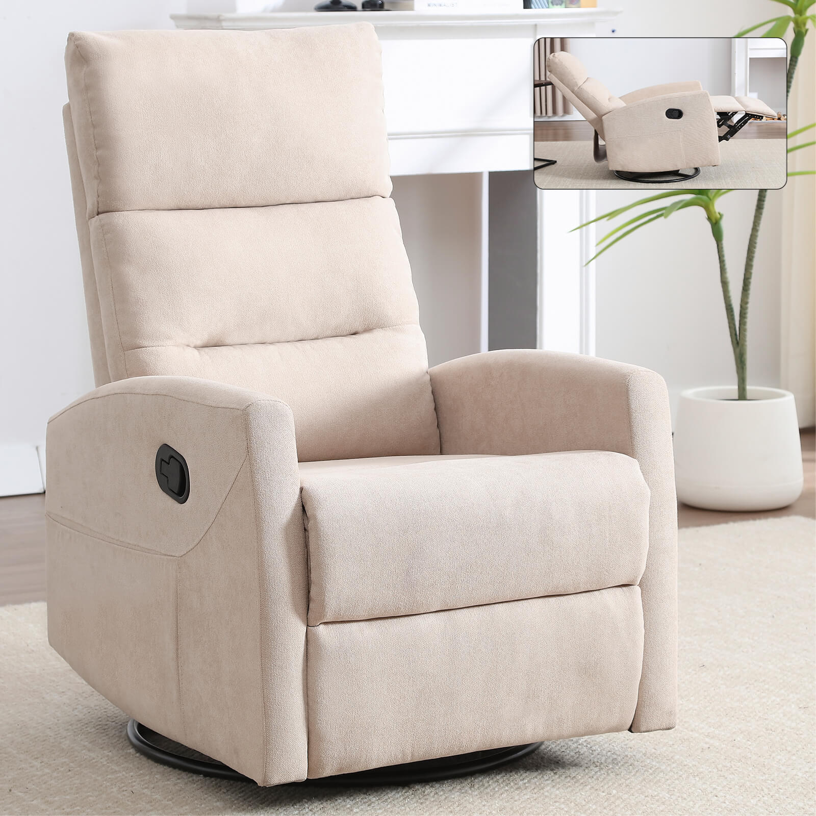Modern Polyester Fabric Manual 360 Swivel Rocker Recliner Chair - Image 16