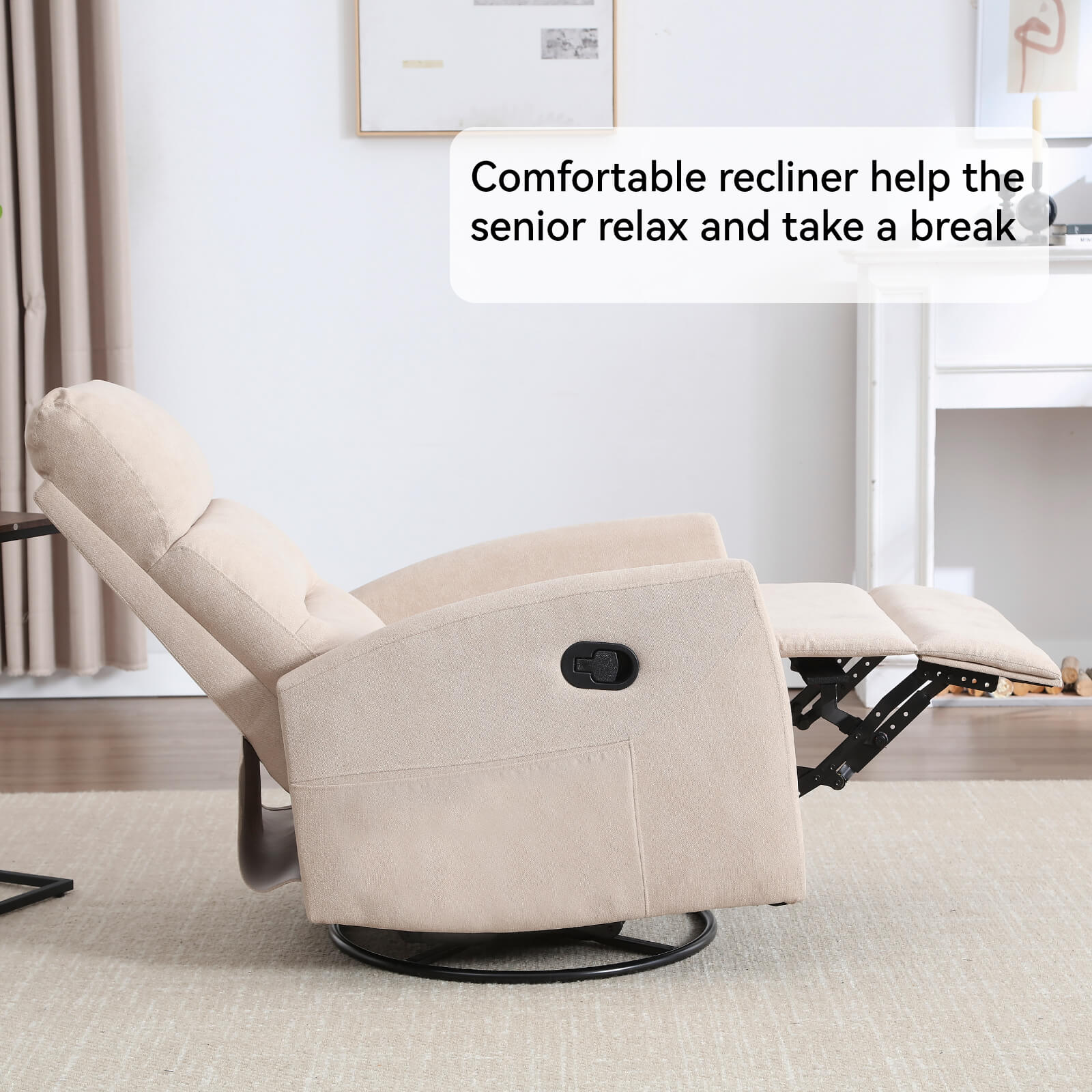 Modern Polyester Fabric Manual 360 Swivel Rocker Recliner Chair - Image 19