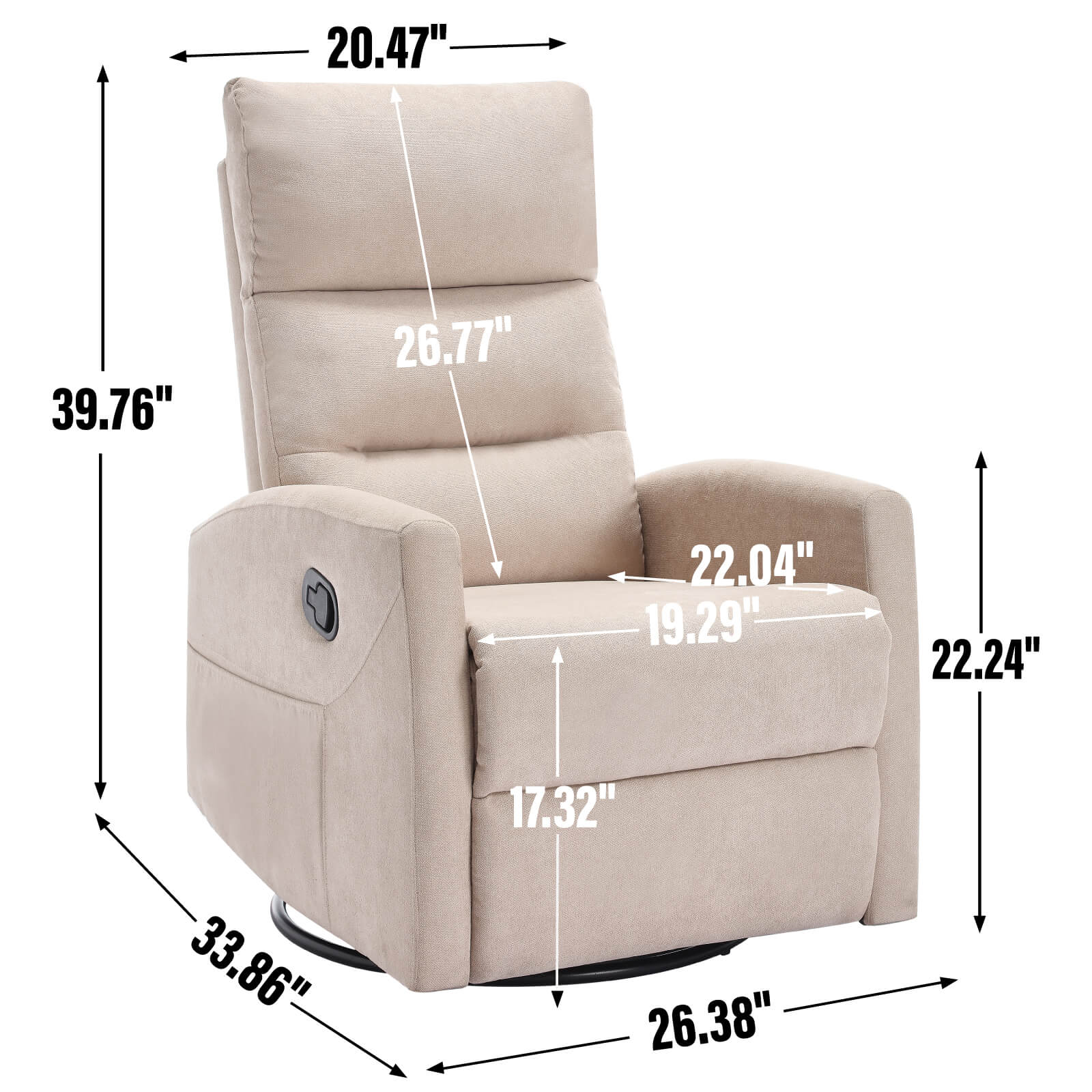 Modern Polyester Fabric Manual 360 Swivel Rocker Recliner Chair - Image 24