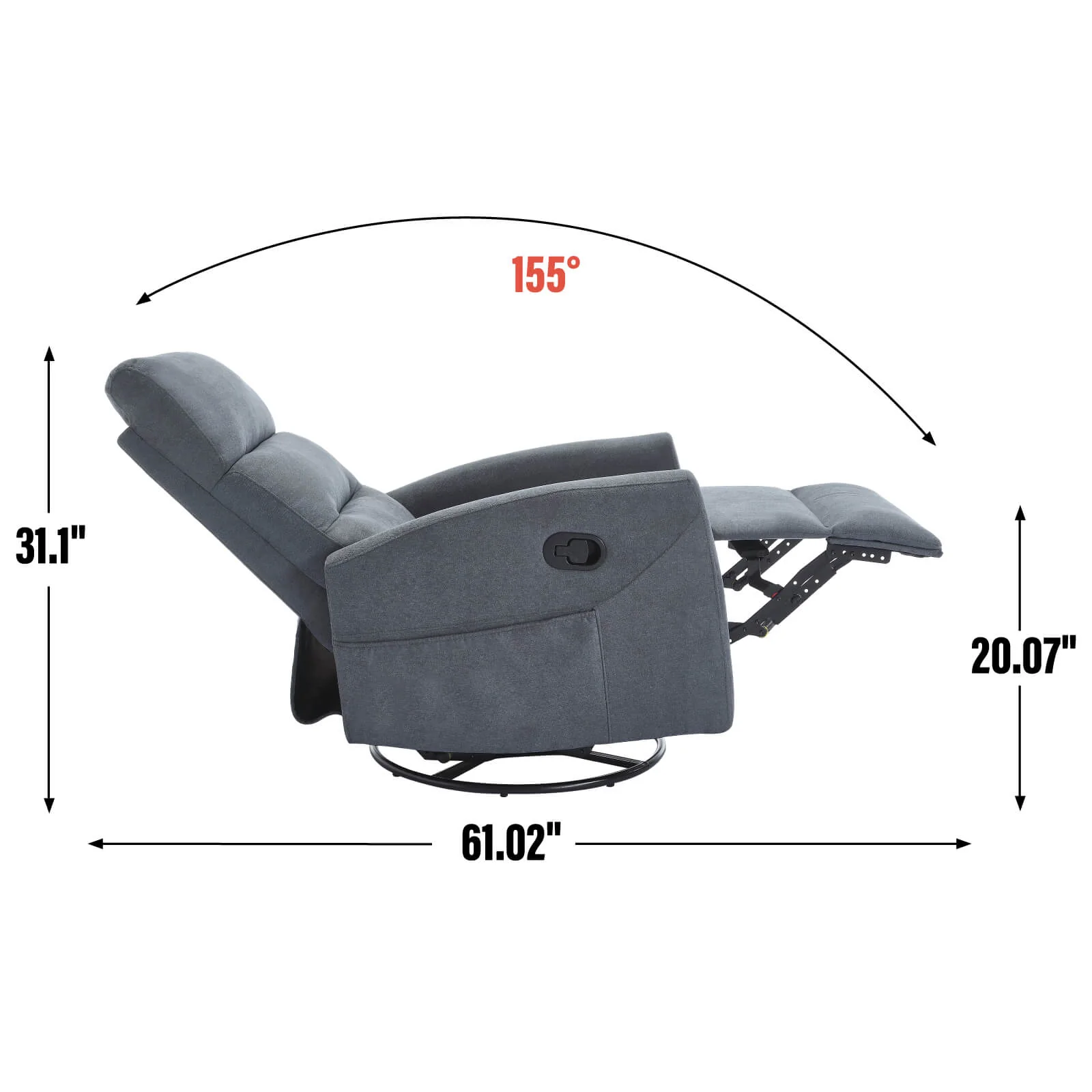 Modern Polyester Fabric Manual 360 Swivel Rocker Recliner Chair - Image 36