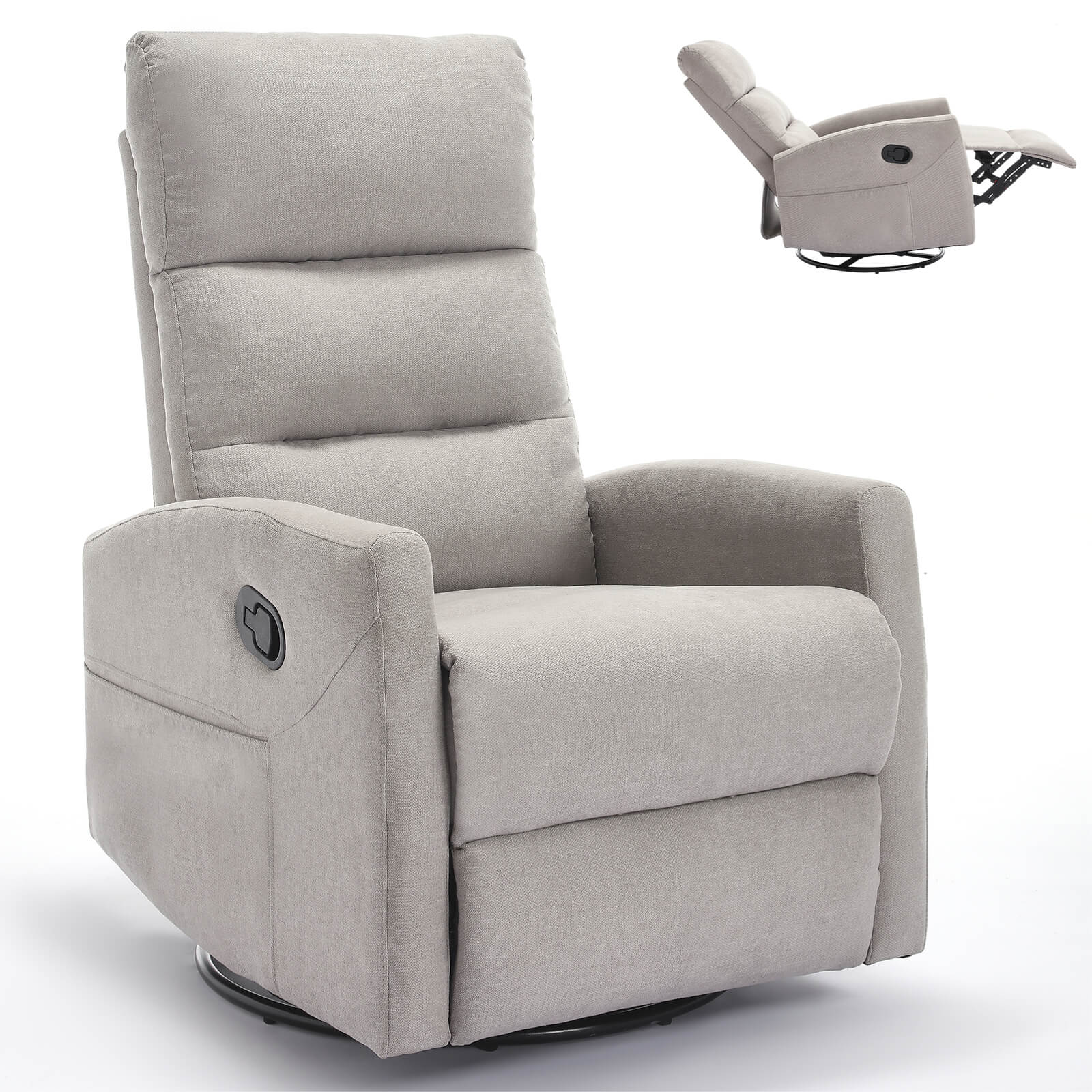 Modern Polyester Fabric Manual 360 Swivel Rocker Recliner Chair - Image 8