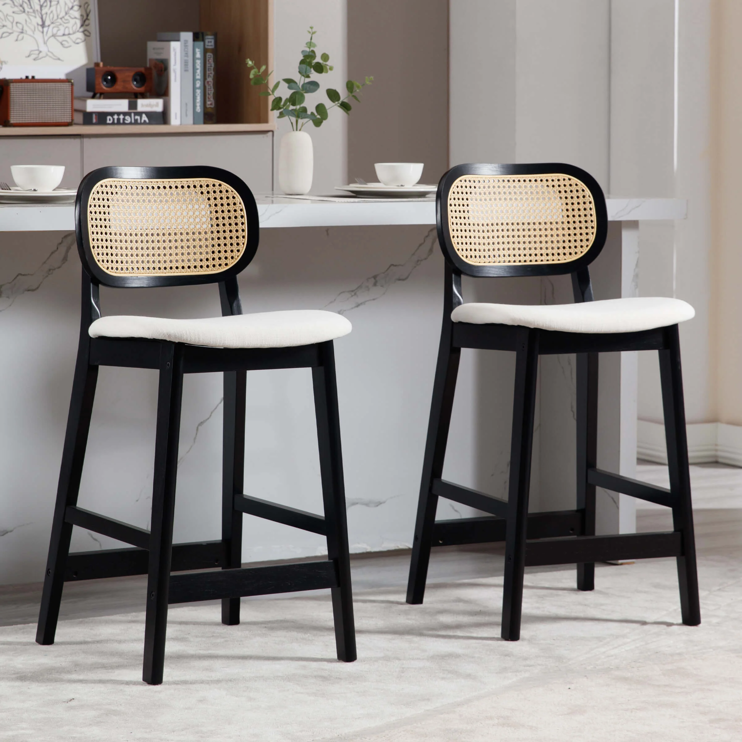 26"H Farmhouse Rattan Back Counter Stools Set of 2 - 5026CS - Image 41