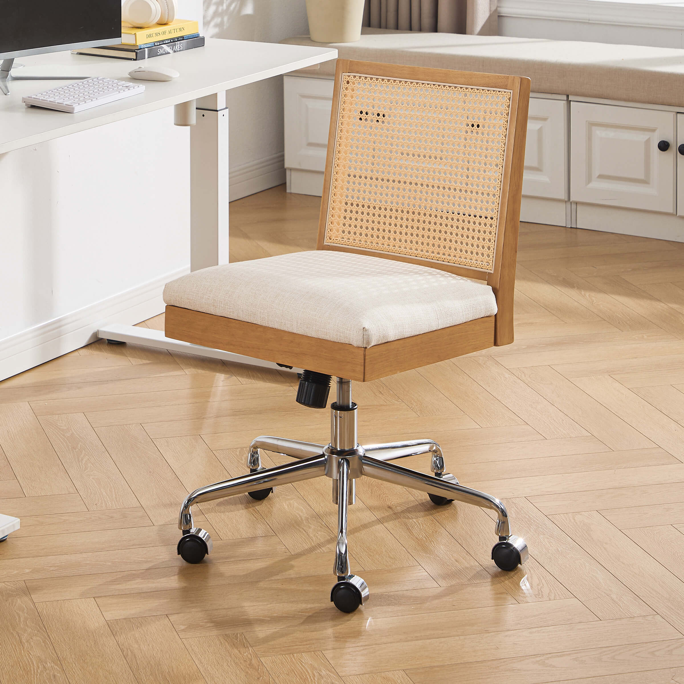 Rattan Back Adjustable Office Chair - 8069OC