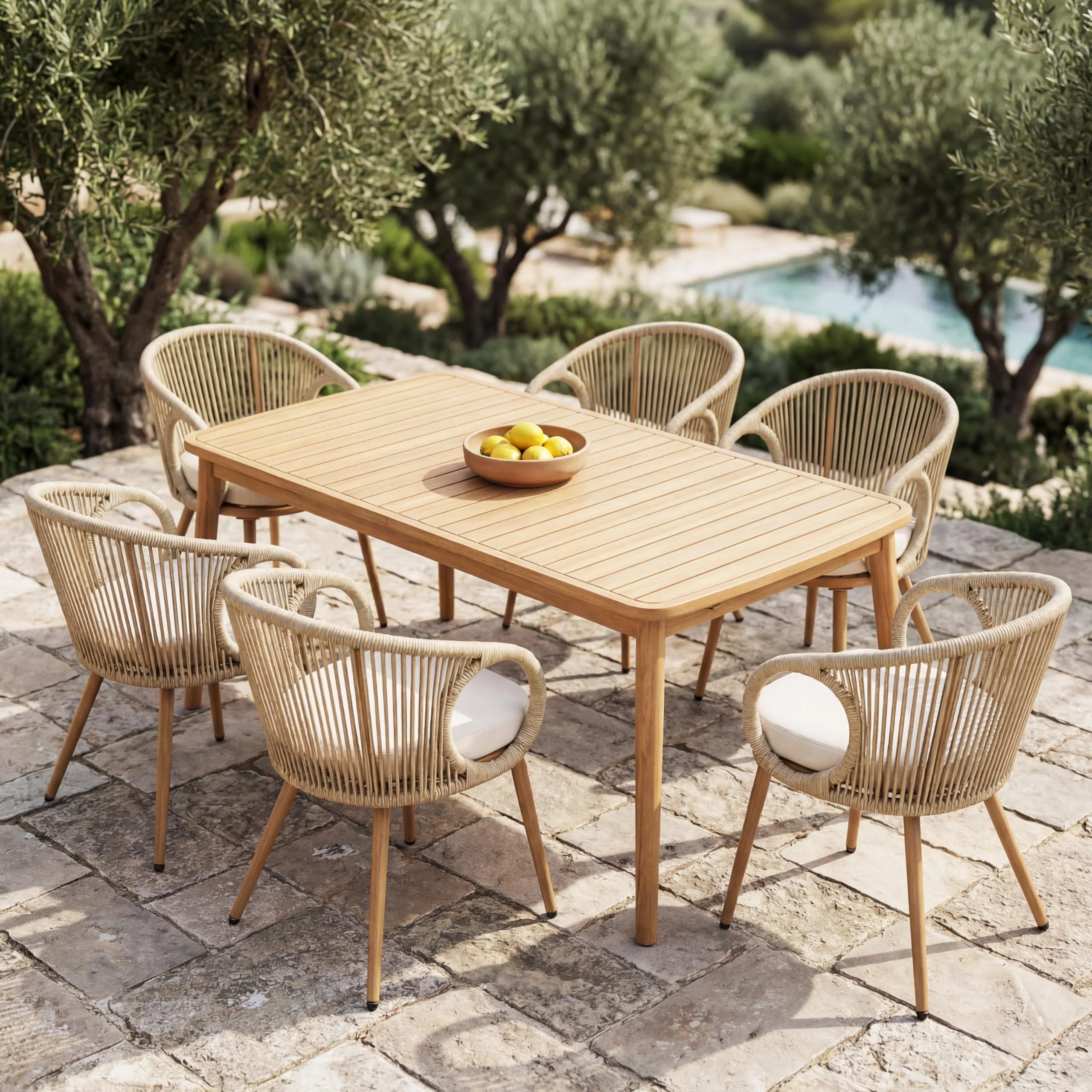 Extendable Solid Wood Farmhouse Outdoor Patio Dining Table for 6 to 8 - Image 8