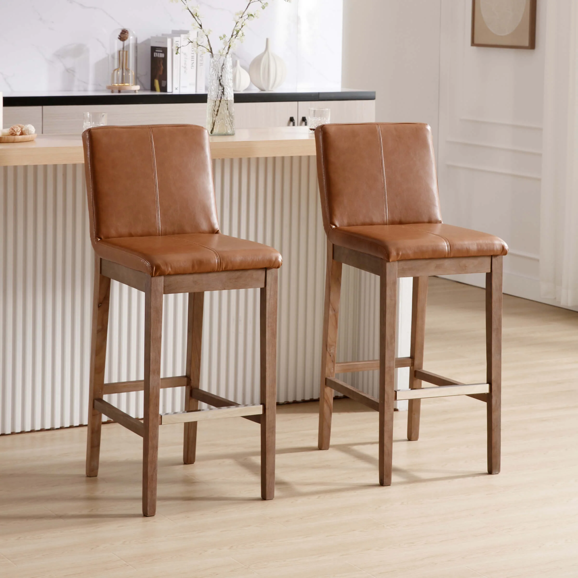 26"H & 30"H Modern Wood Stools Set of 2 - 5730 - Image 28