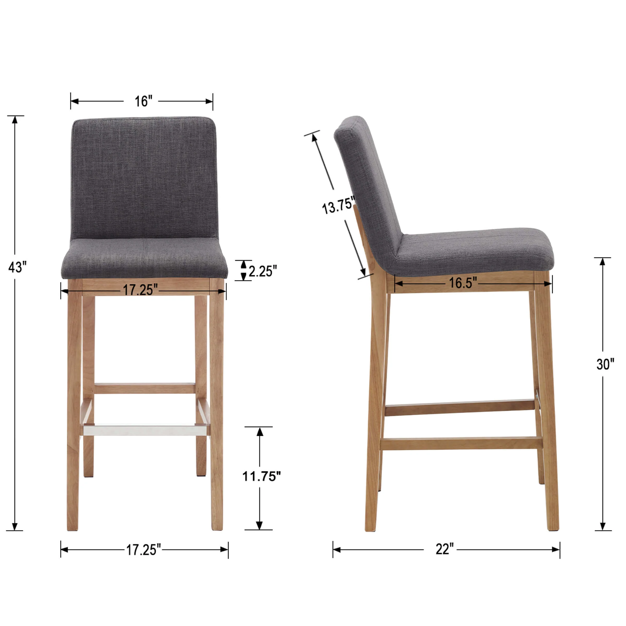 26"H & 30"H Modern Wood Stools Set of 2 - 5730 - Image 42