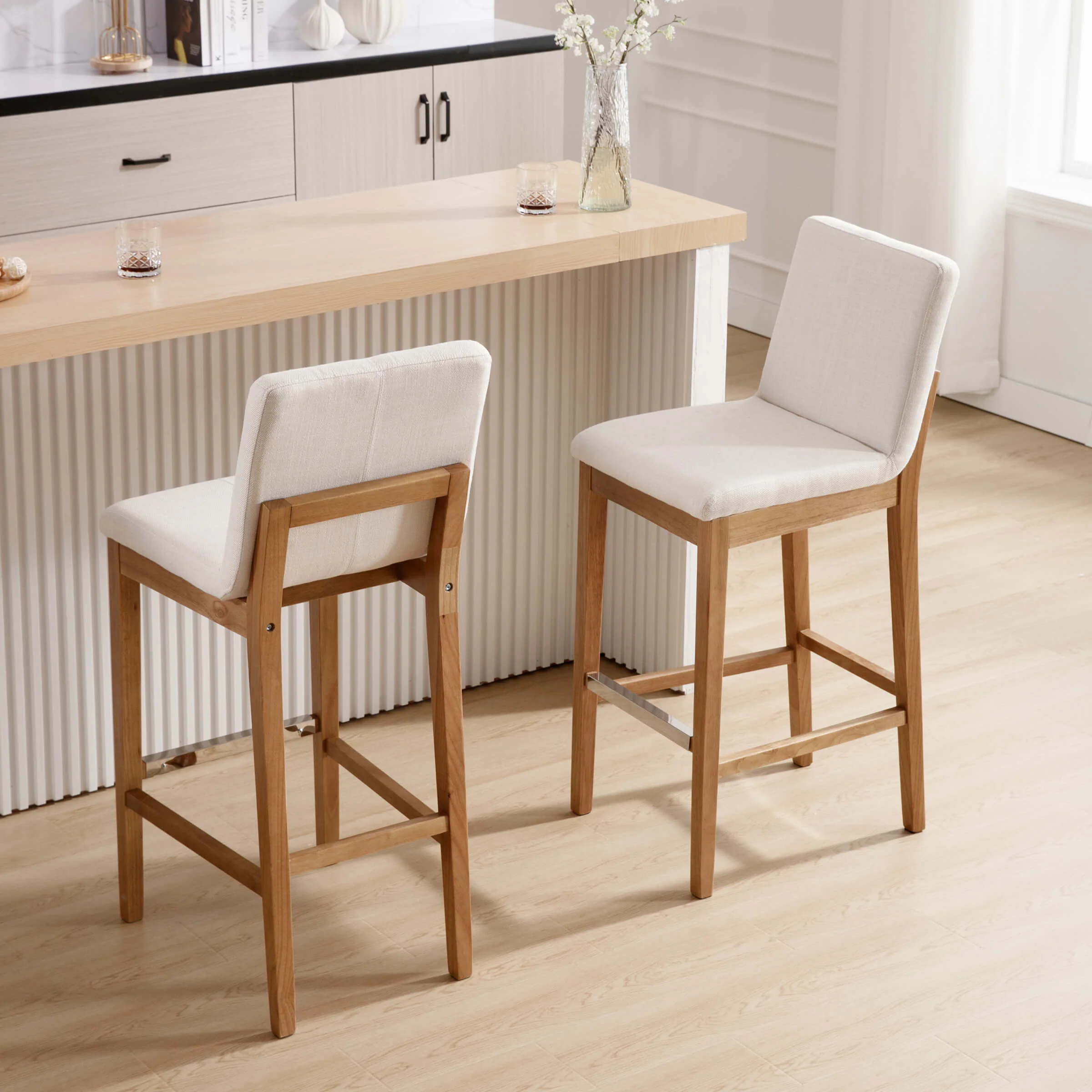 26"H & 30"H Modern Wood Stools Set of 2 - 5730 - Image 44