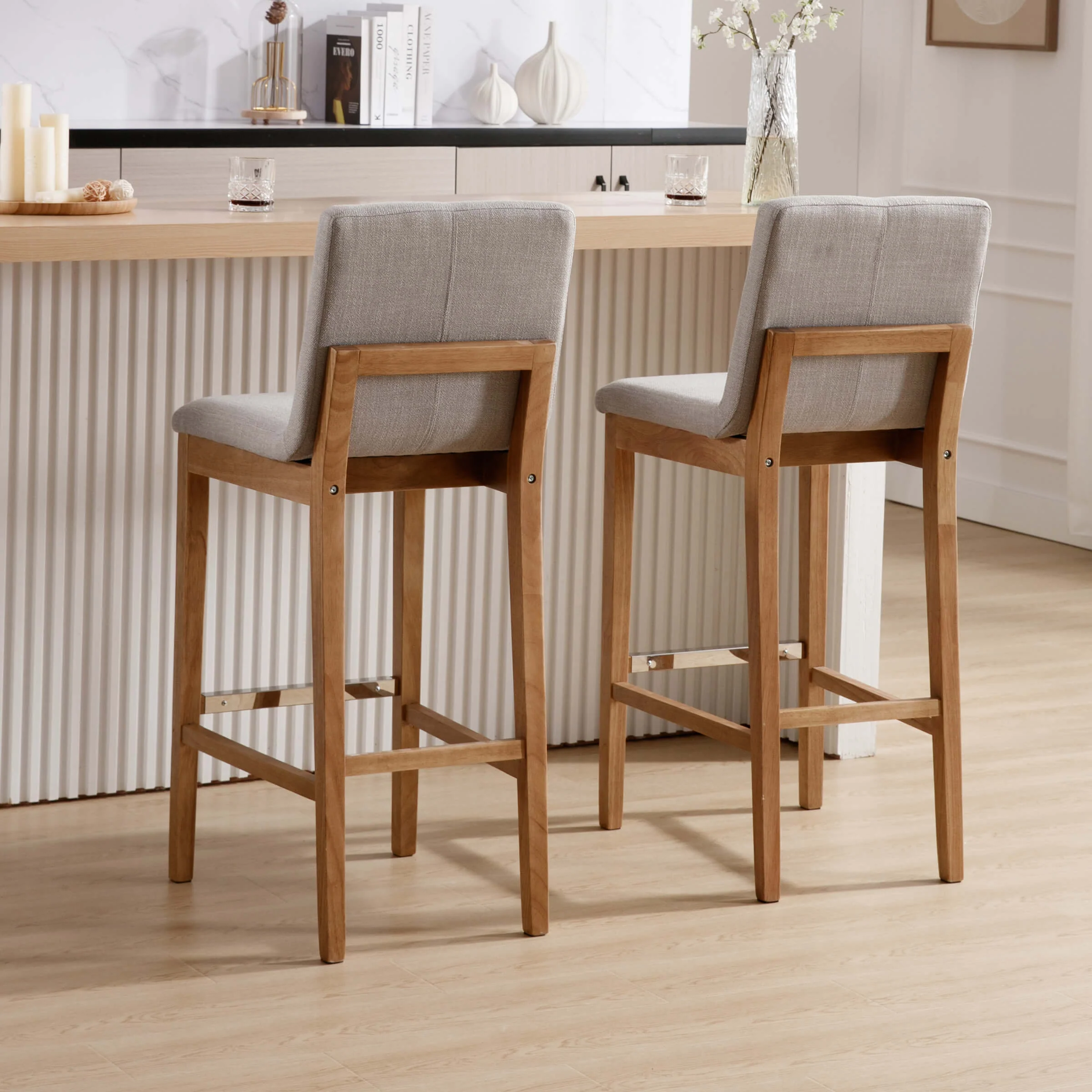 26"H & 30"H Modern Wood Stools Set of 2 - 5730 - Image 53