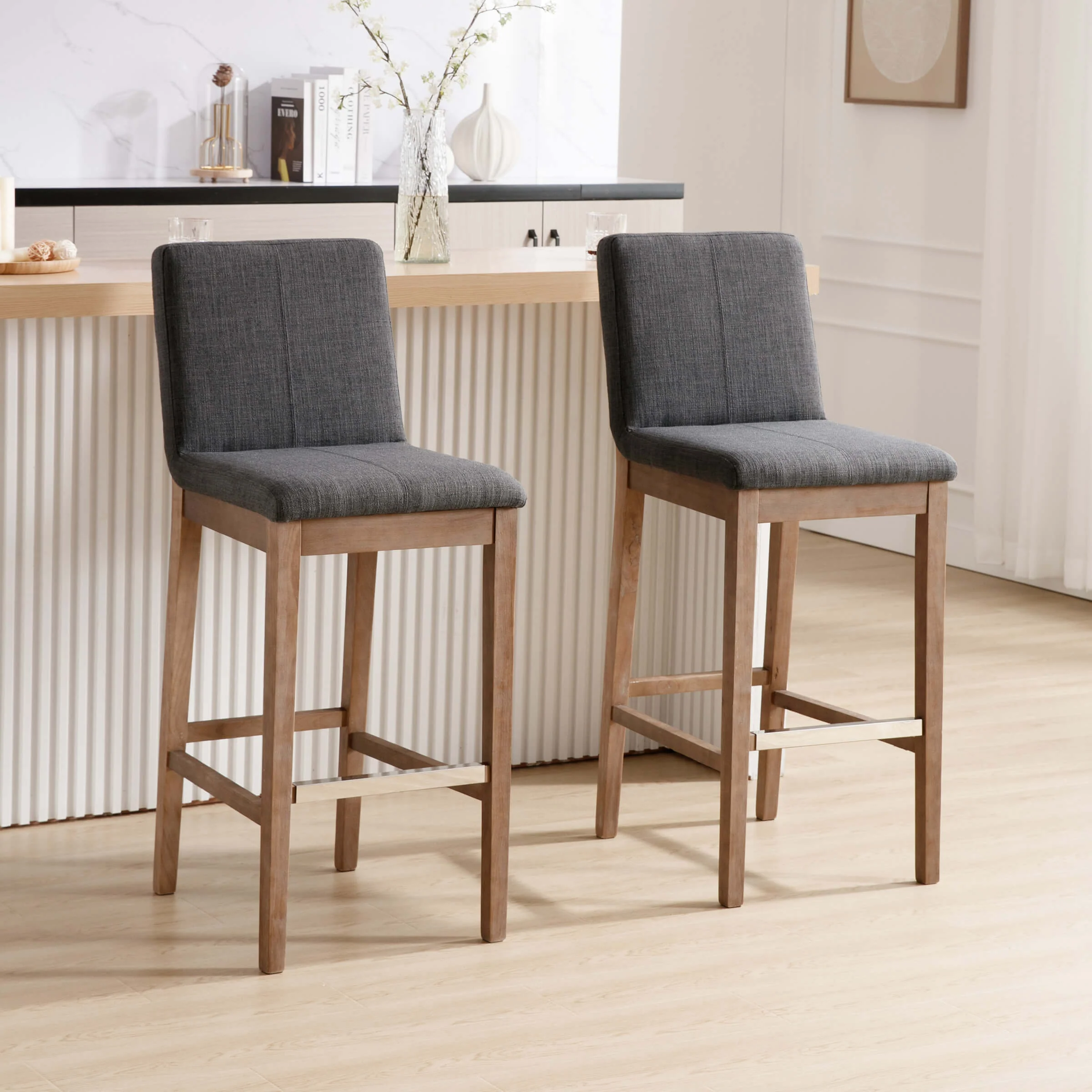 26"H & 30"H Modern Wood Stools Set of 2 - 5730 - Image 58