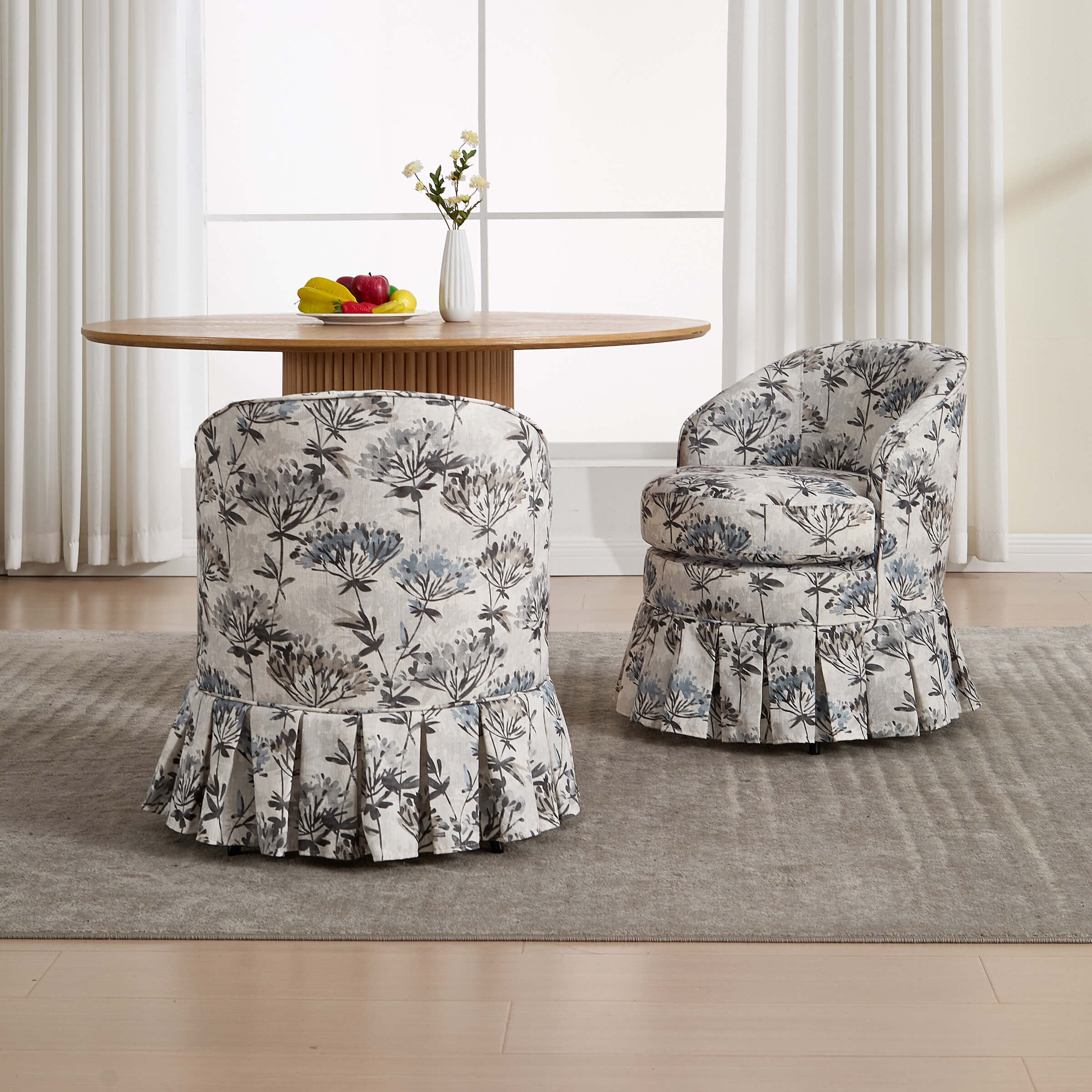 Dining Room Chairs with Pleated Skirt Set of 2 - 353DC - Image 3