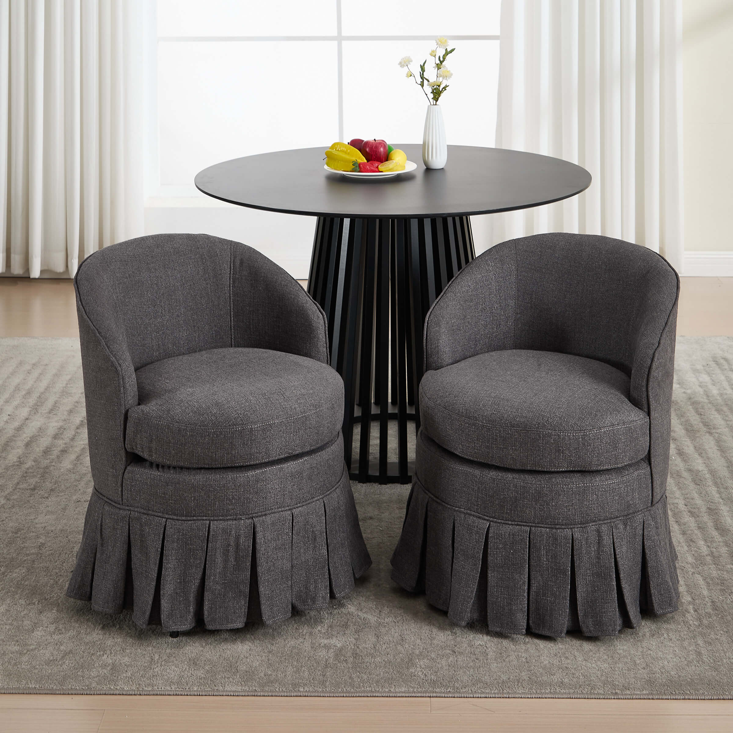 Dining Room Chairs with Pleated Skirt Set of 2 - 353DC - Image 9