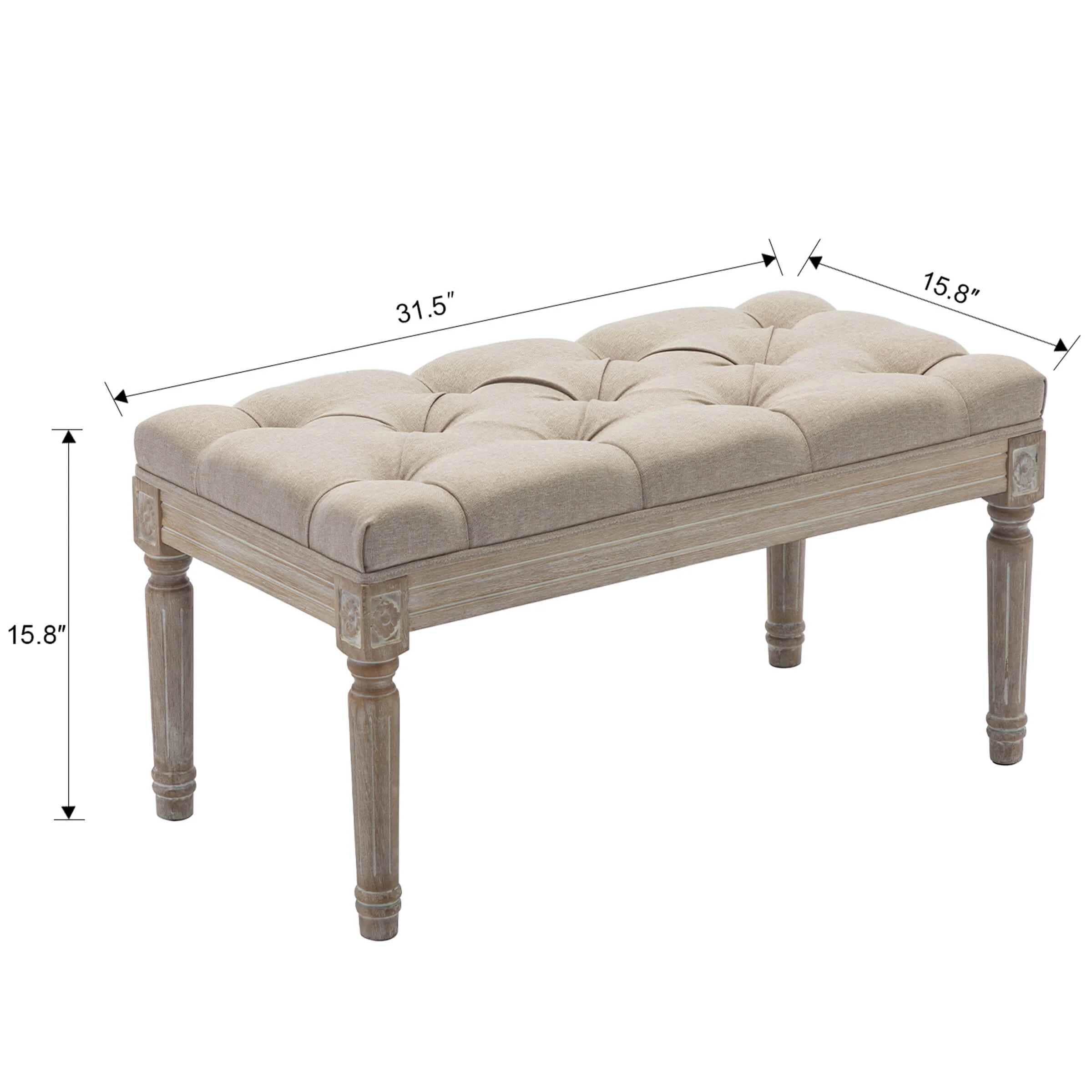 Kmax Fabric Wood Legs Dining Bench - 7537BH - Image 12