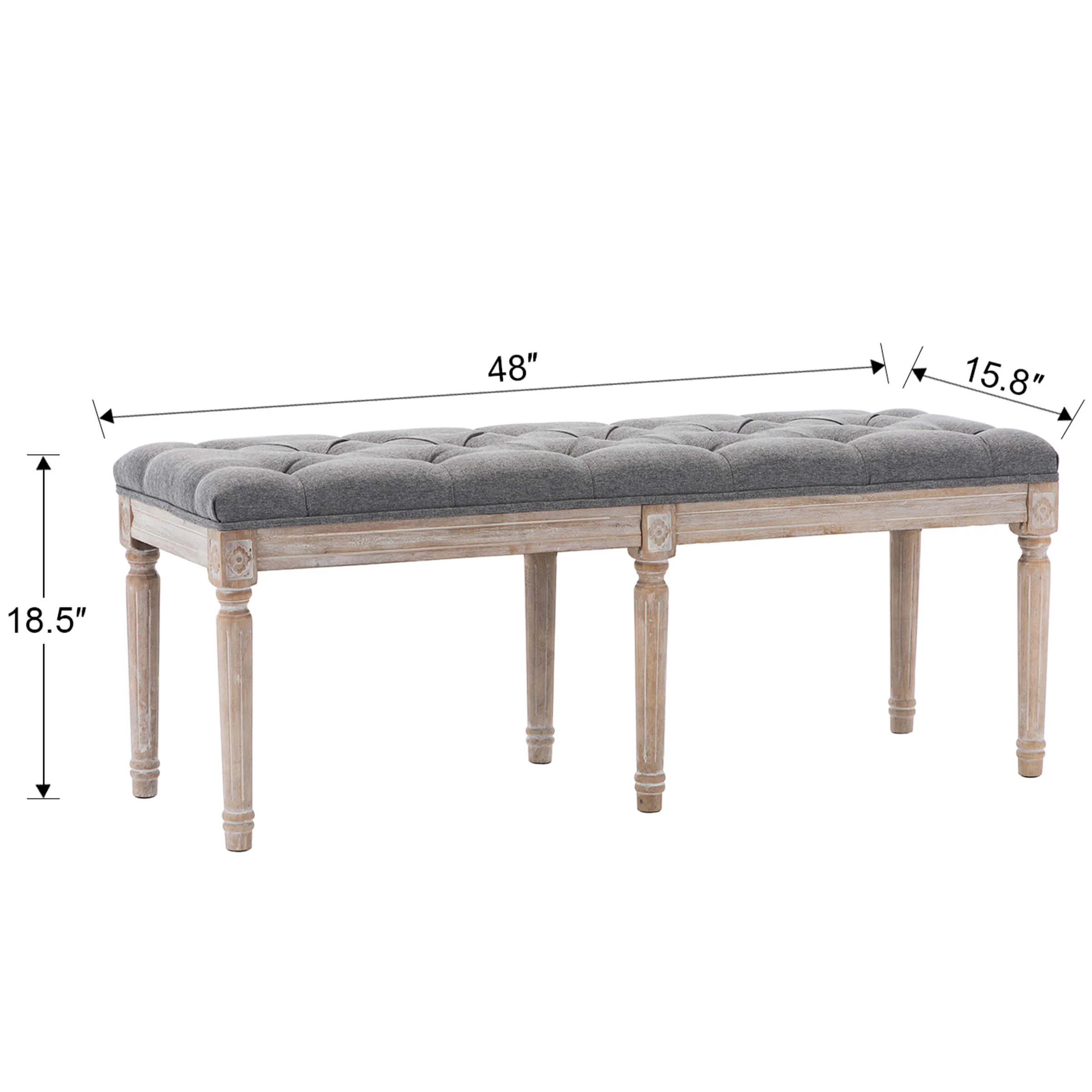Kmax Fabric Wood Legs Dining Bench - 7537BH - Image 18