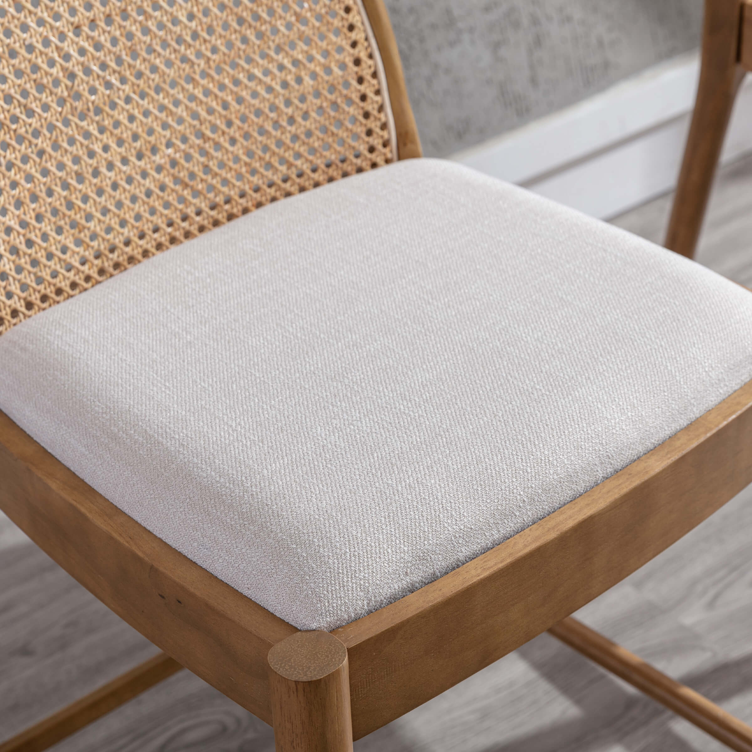 24.4"H & 30"H Rattan Backrest Wooden Legs Counter Height Stools Set of 2 - 5696CS - Image 5
