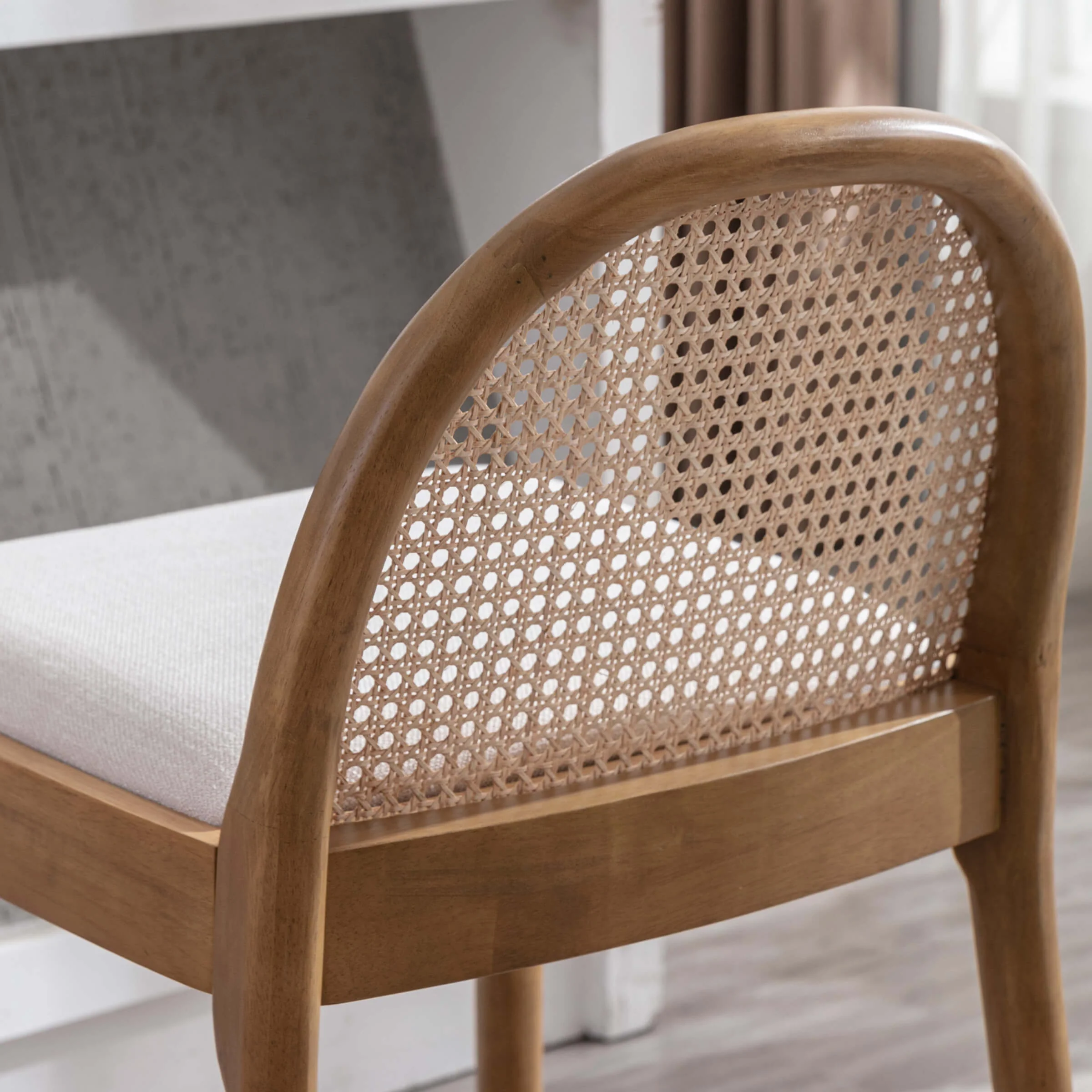 24.4"H & 30"H Rattan Backrest Wooden Legs Counter Height Stools Set of 2 - 5696CS - Image 6
