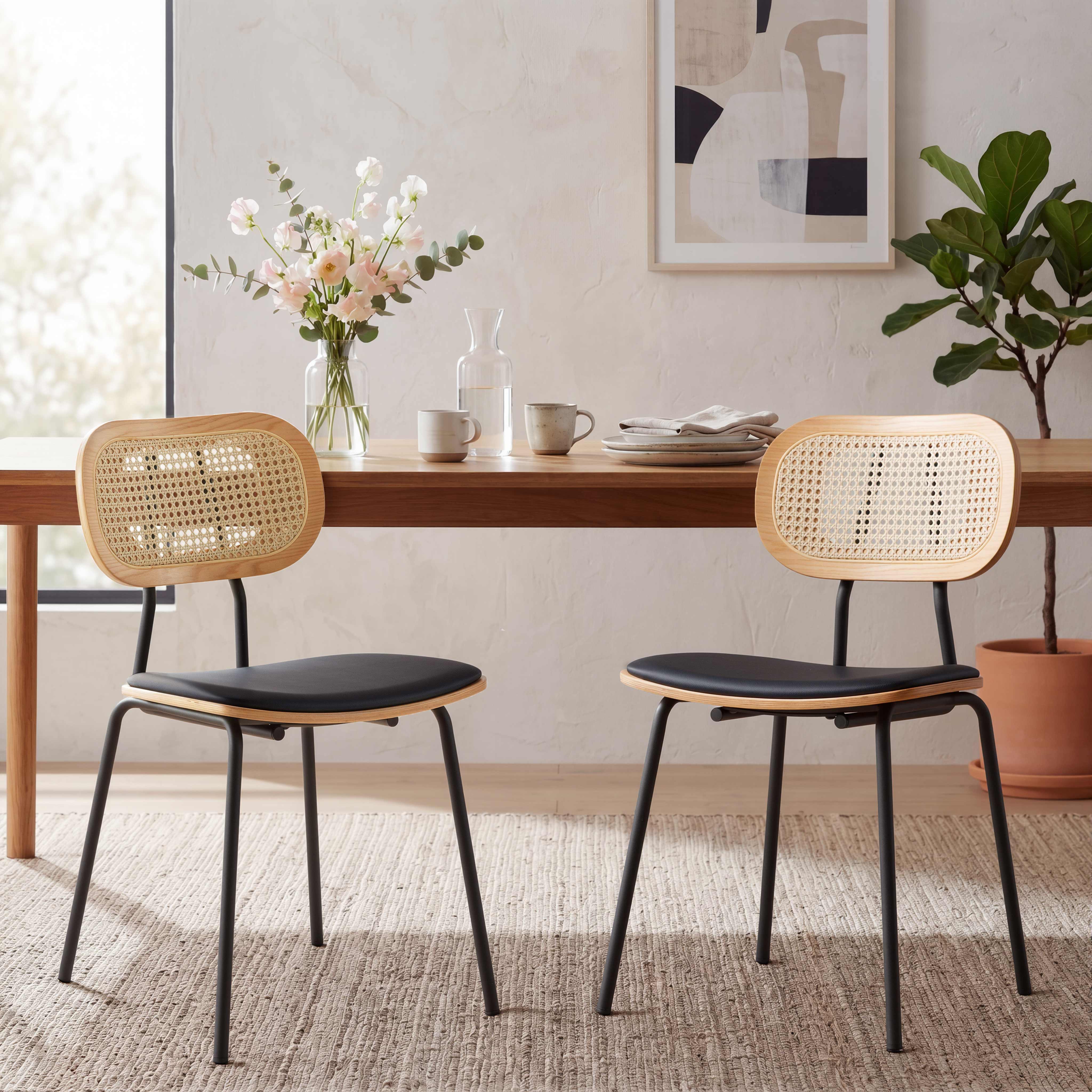 Rattan Back Dining Chairs Set of 2 - 6647DC - Image 10