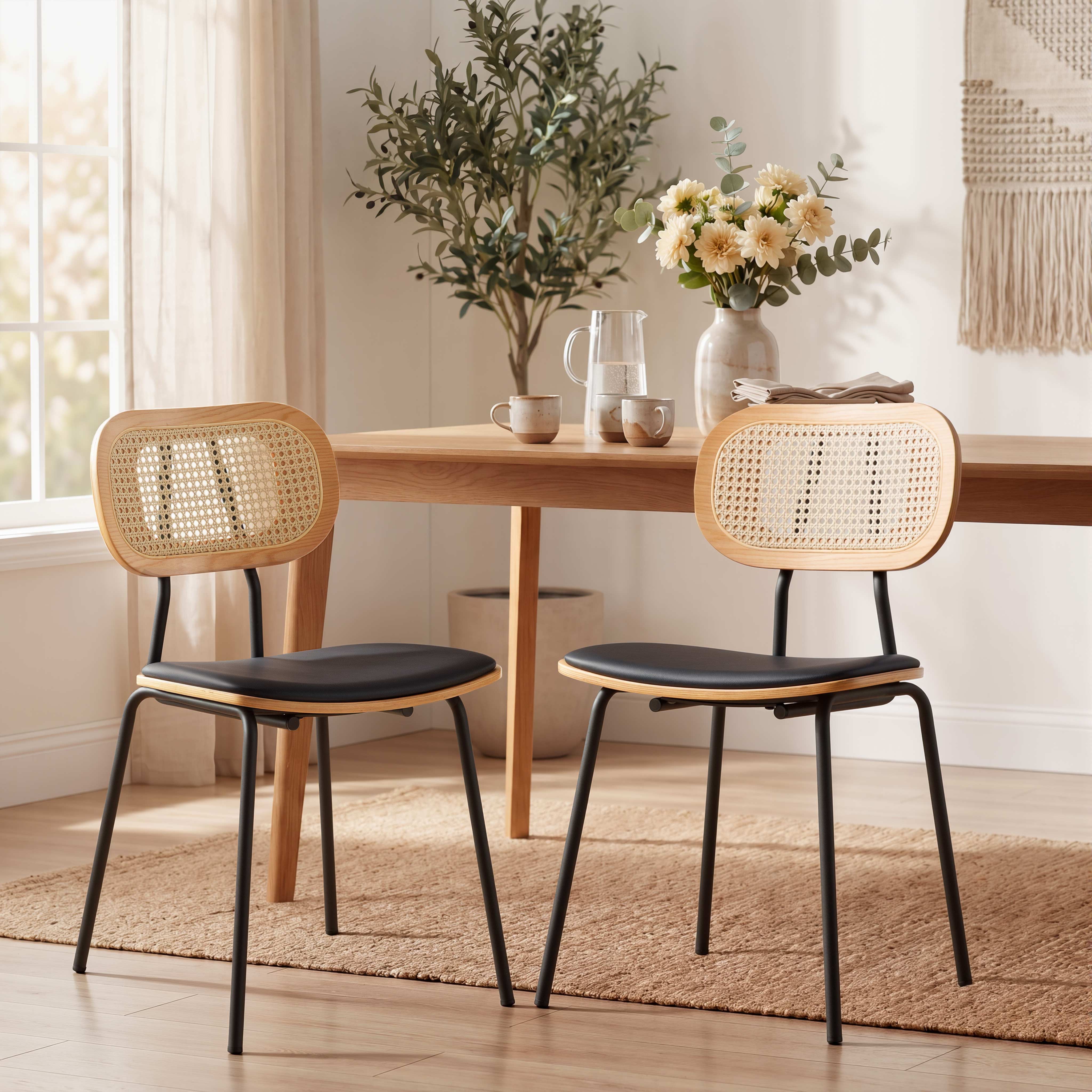 Rattan Back Dining Chairs Set of 2 - 6647DC - Image 11